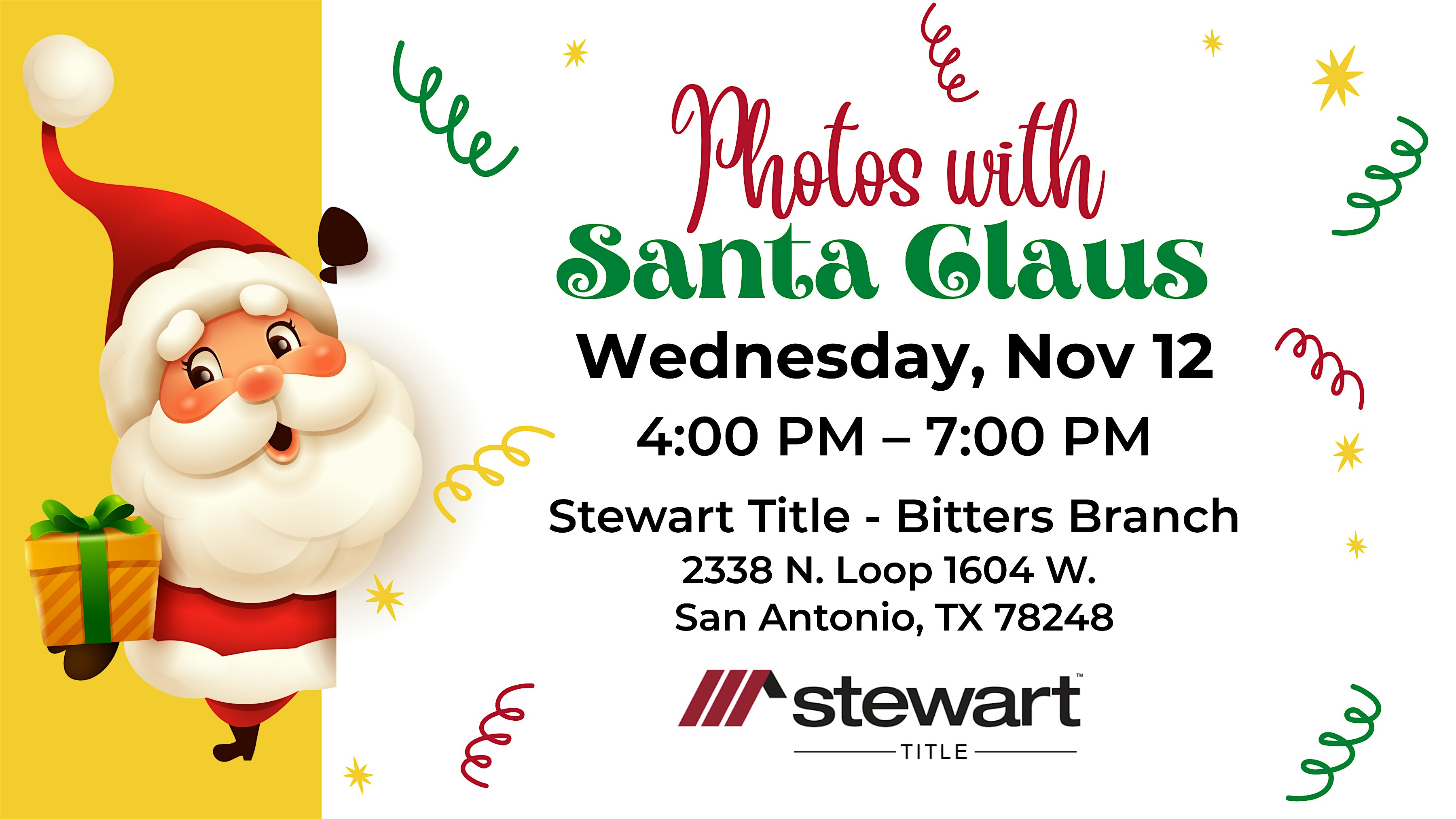 Photos with Santa Claus at Stewart Title Company – San Antonio Bitters – San Antonio, TX