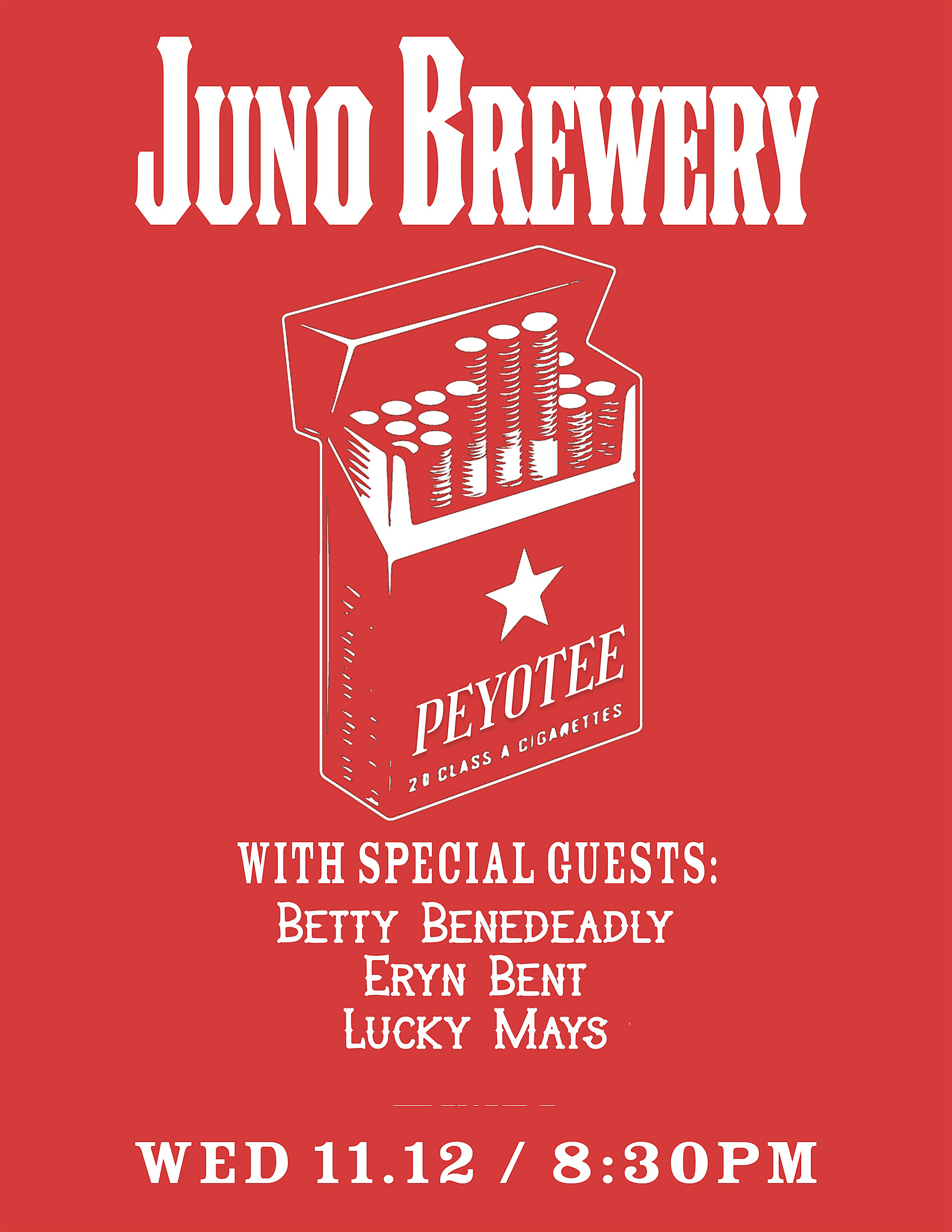 Peyotee with Eryn Bent, Betty Benedeadly, Lucky Mays at JUNO brewery + cafe + art – Albuquerque, NM