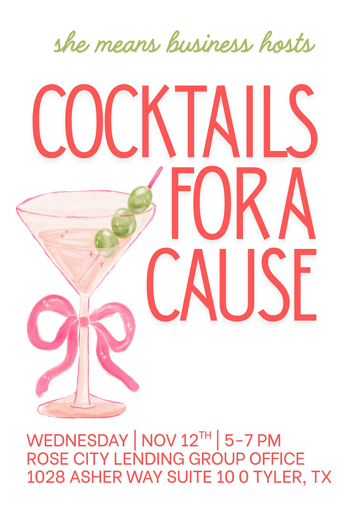 She Means Business | Cocktails for a Cause at Rose City Lending Group Powered by CMG Financial – Tyler, TX