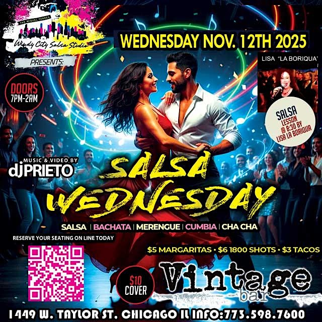 Salsa Wednesdays @ Vintage Bar (Guest Teacher Night) at Vintage Bar – Chicago, IL