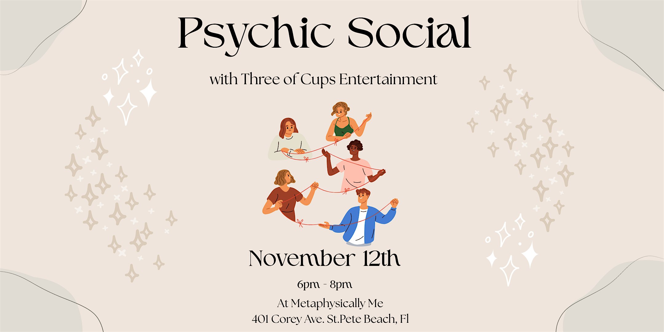 Psychic Social with Three of Cups Entertainment at Metaphysically Me – St. Pete Beach, FL