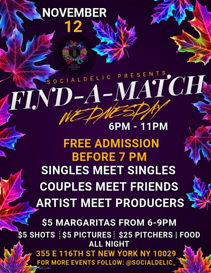 FIND-A-MATCH GAME NIGHT at 2 Sisters 4 Brothers Restaurant & Lounge – New York, NY