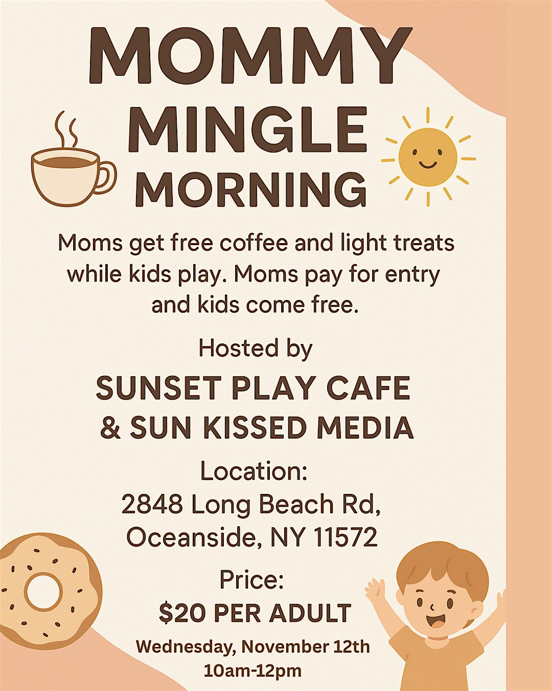 Mommy Mingle – Kids Play Free! at Sunset Play Cafe – Oceanside, NY