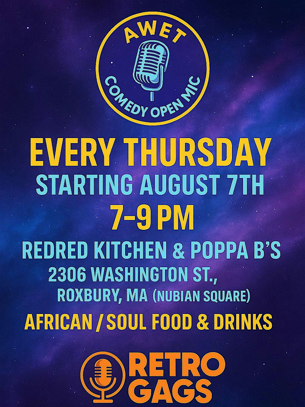 Awet Comedy Open Mic at RedRed Kitchen – Boston, MA