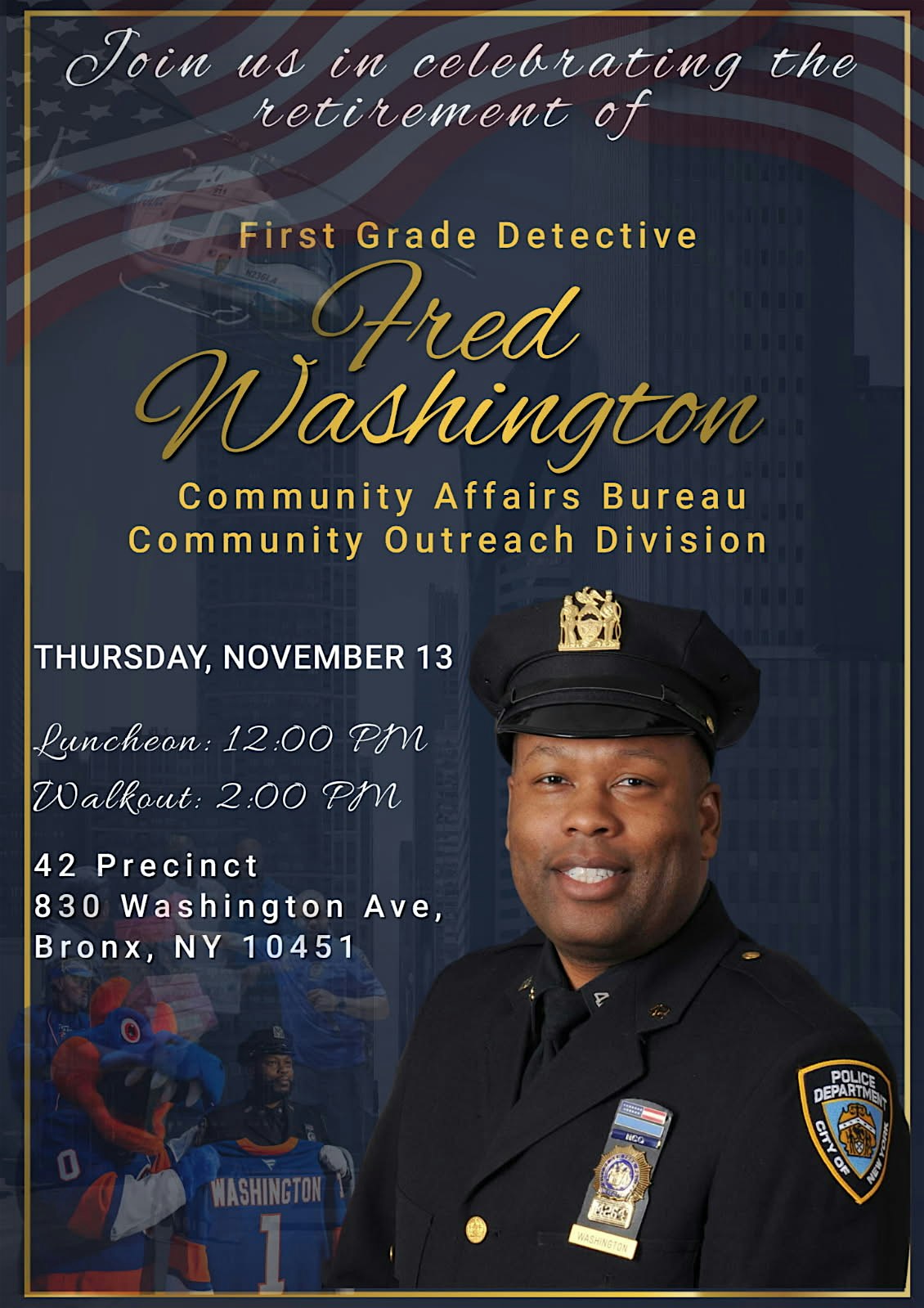 NYPD Detective Fred Washington Retirement Walk-Out at New York City Police Department – 42nd Precinct – The Bronx, NY