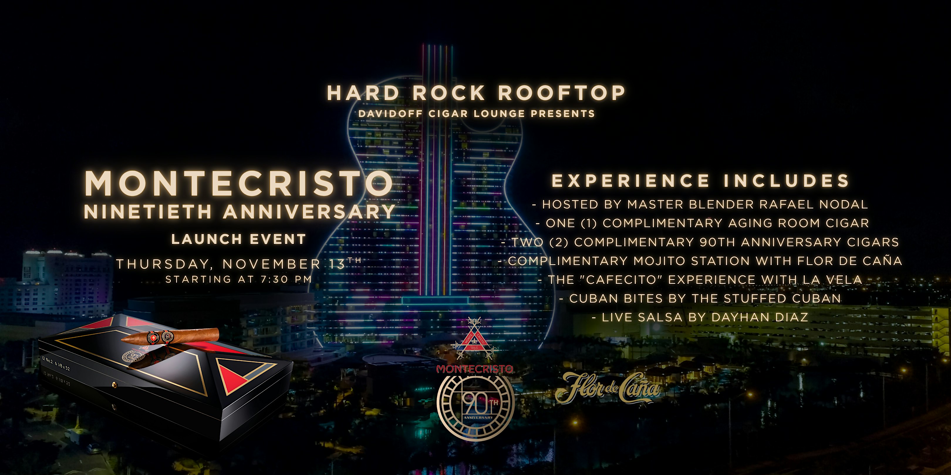 Cigars Under the Stars: Montecristo’s 90th Anniversary Launch Party at Rooftop Live – Hollywood, FL