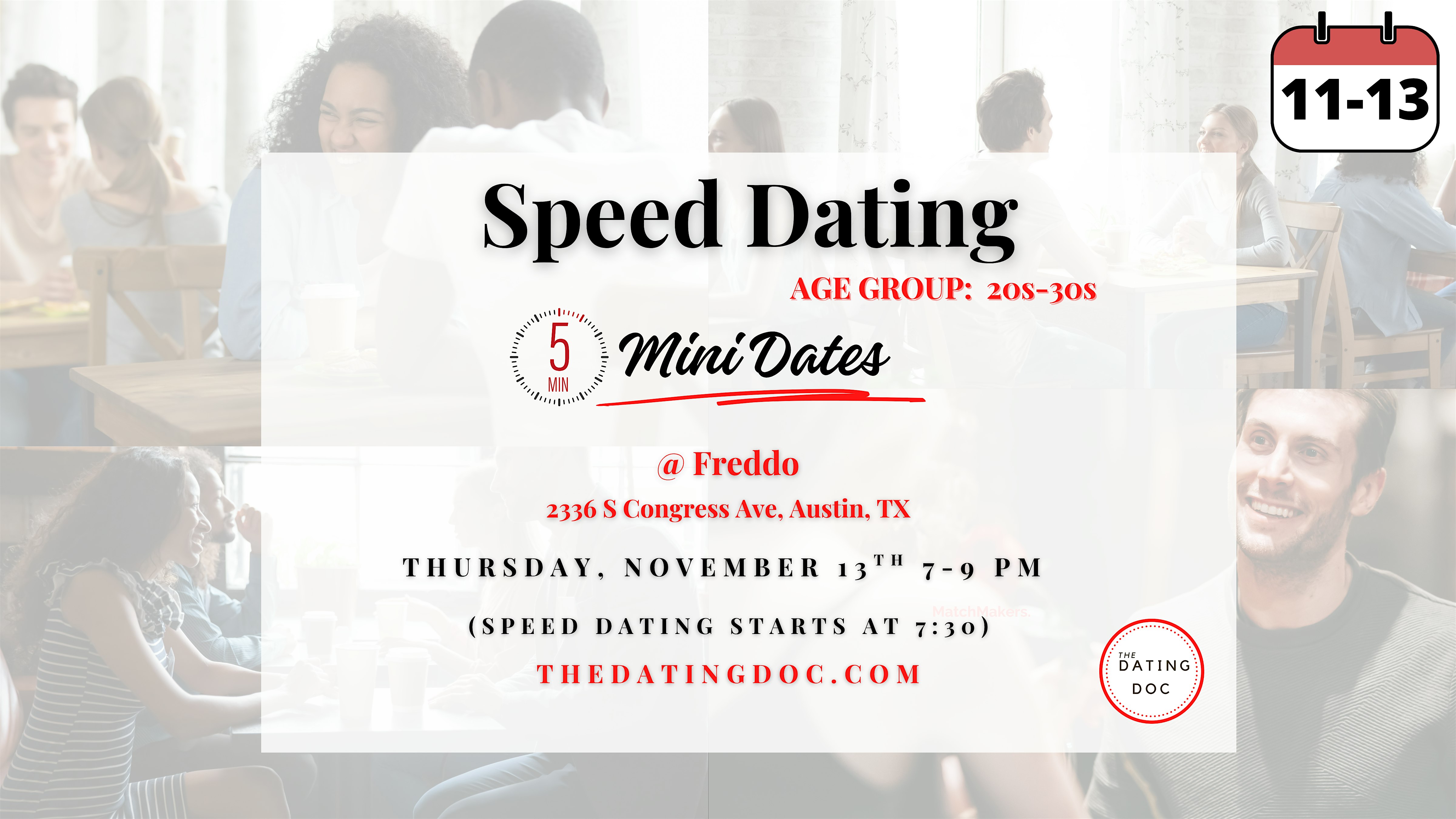 Austin Speed Dating (Ages: 20s-30s) at Freddo ATX – Austin, TX