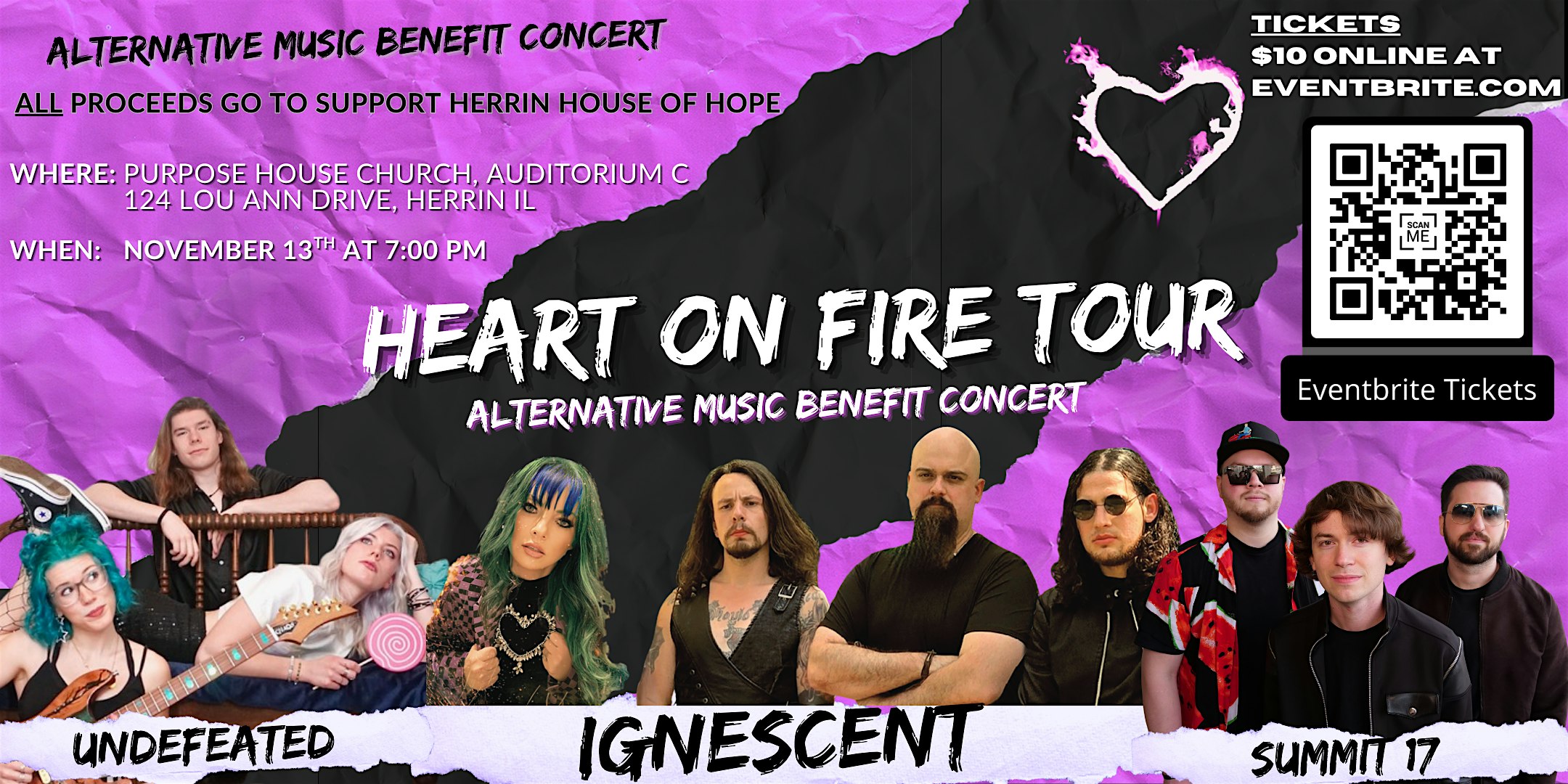 Heart on Fire Alternative Music Benefit Concert at Purpose House Church – Herrin, IL