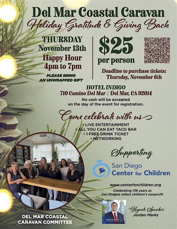 Del Mar Caravan Coastal * Holiday Gratitude & Giving Back Happy Hour at Hotel Indigo San Diego del Mar, an IHG Hotel – Del Mar, CA