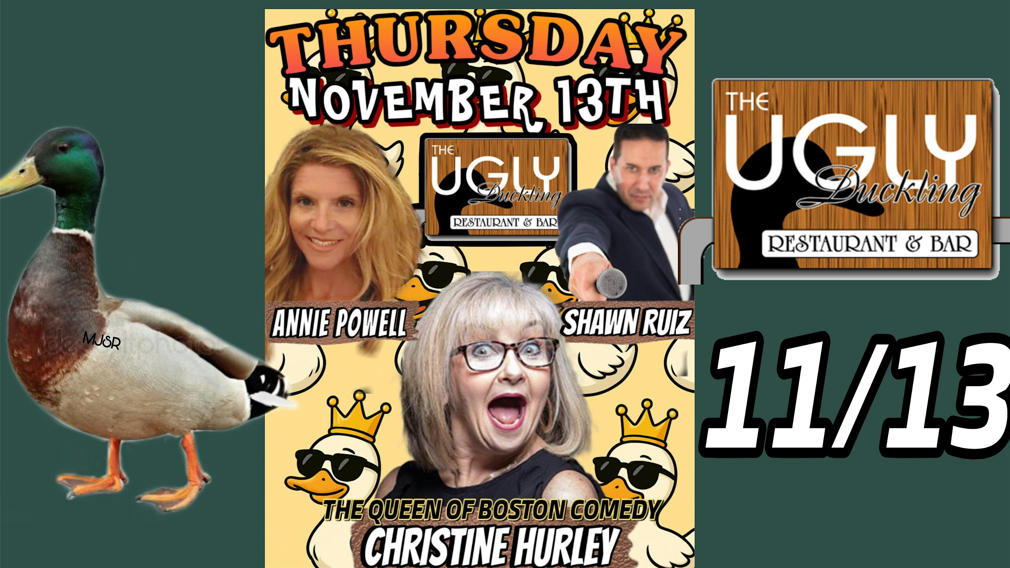 COMEDY NIGHT at The Ugly Duckling with Christine Hurley 11/13 at Ugly Duckling Restaurant & Bar – Taunton, MA