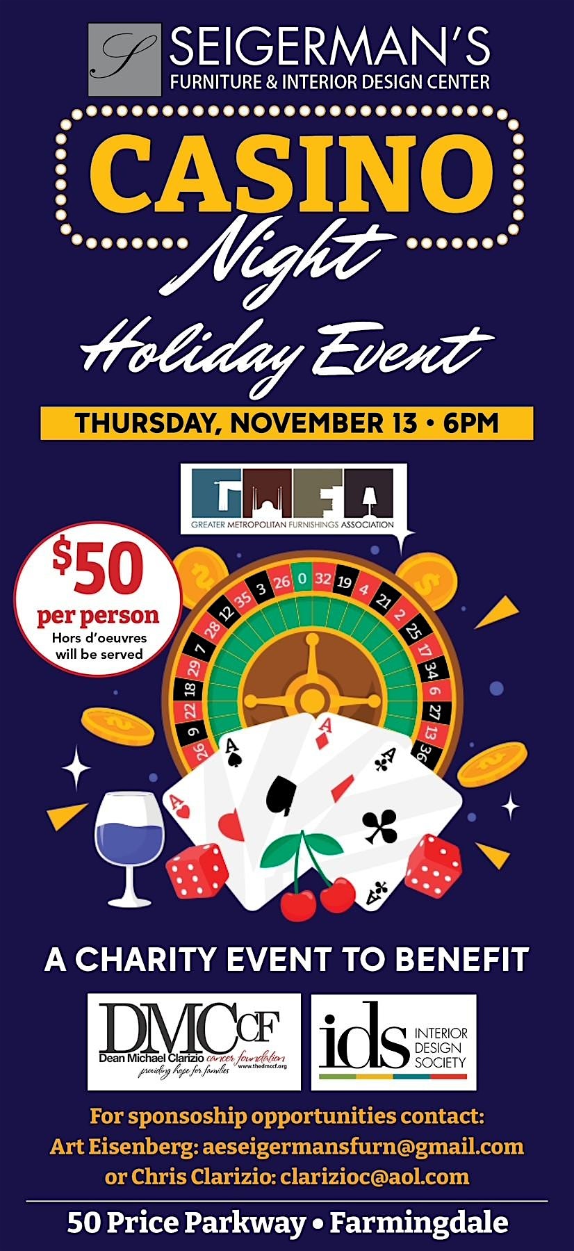 Charity Casino Night at Seigerman’s Furniture & Interior Design Center – Farmingdale, NY