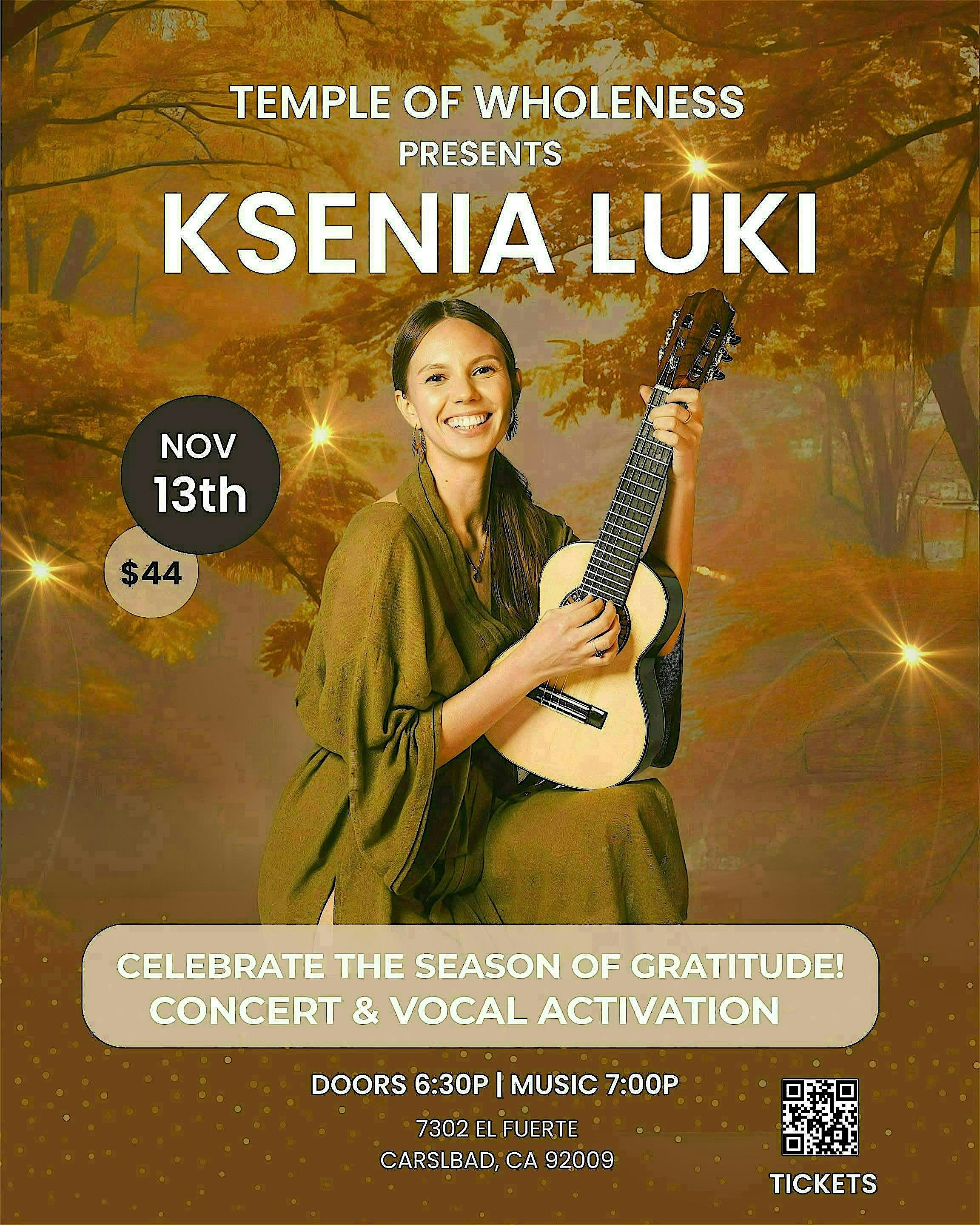 Ksenia Luki – Live in Concert! at 7302 El Fuerte St – Carlsbad, CA