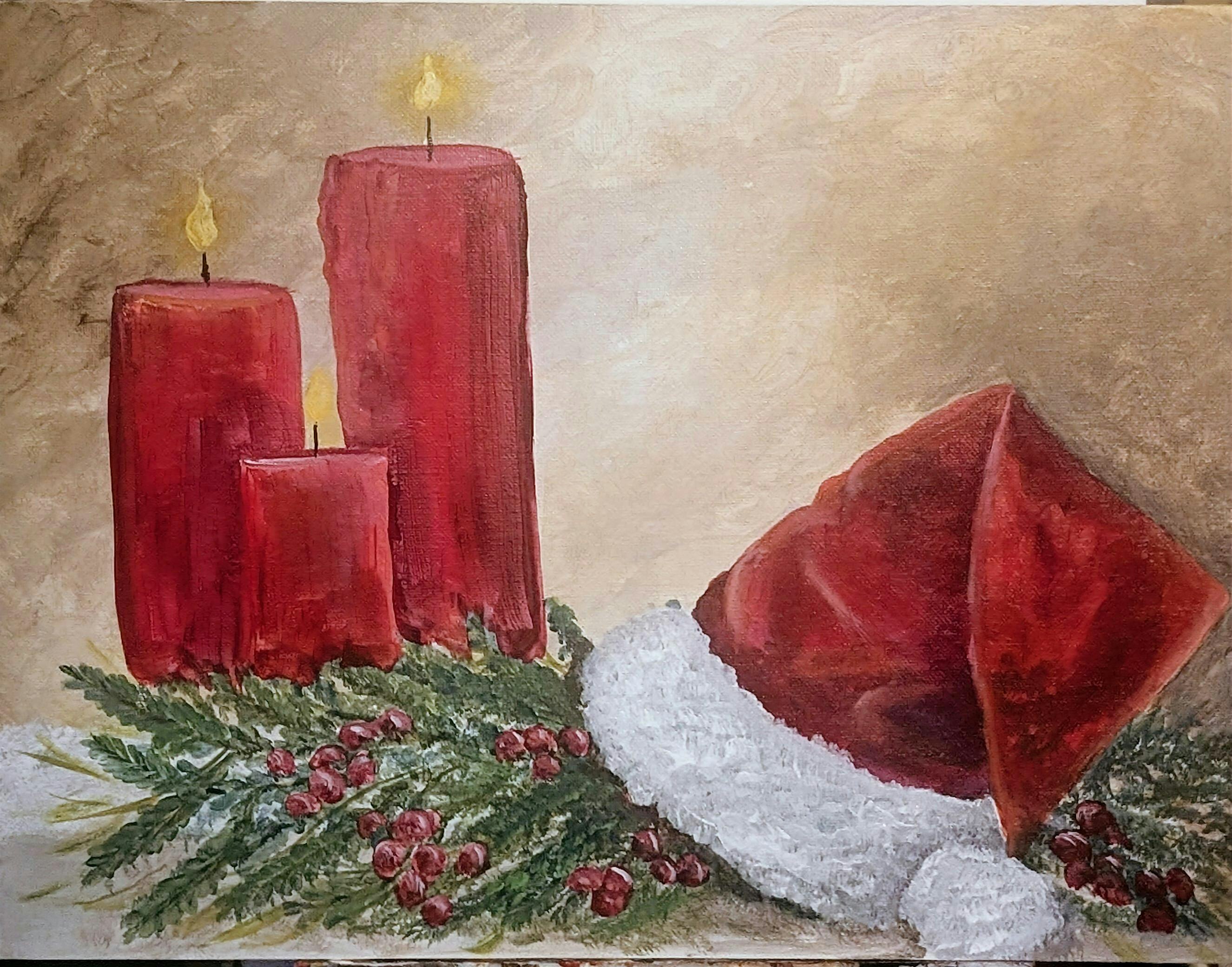 SANTA HAT & CANDLES – Private Paint Party – Angelica Brubaker at 6905 W El Nino Way – Tucson, AZ