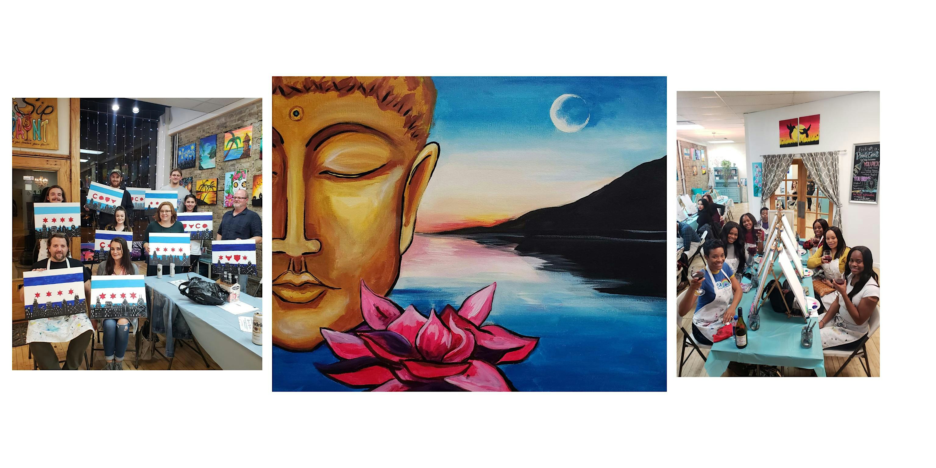 BYOB Sip & Paint Event – “Lotus Buddha” at Sip & Paint – Chicago, IL