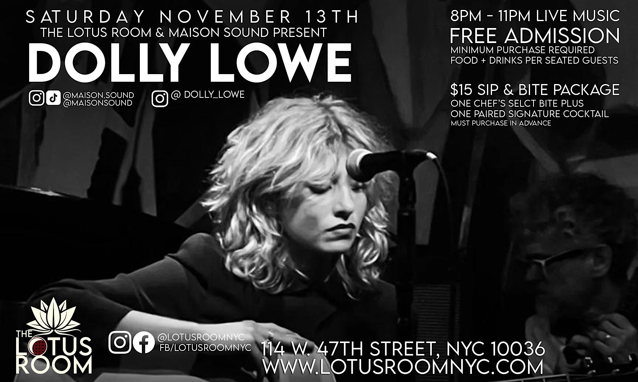 DOLLY LOWE Live Jazz Show in NYC at The Lotus Room RSVP Free Entry at The Lotus Room – New York, NY