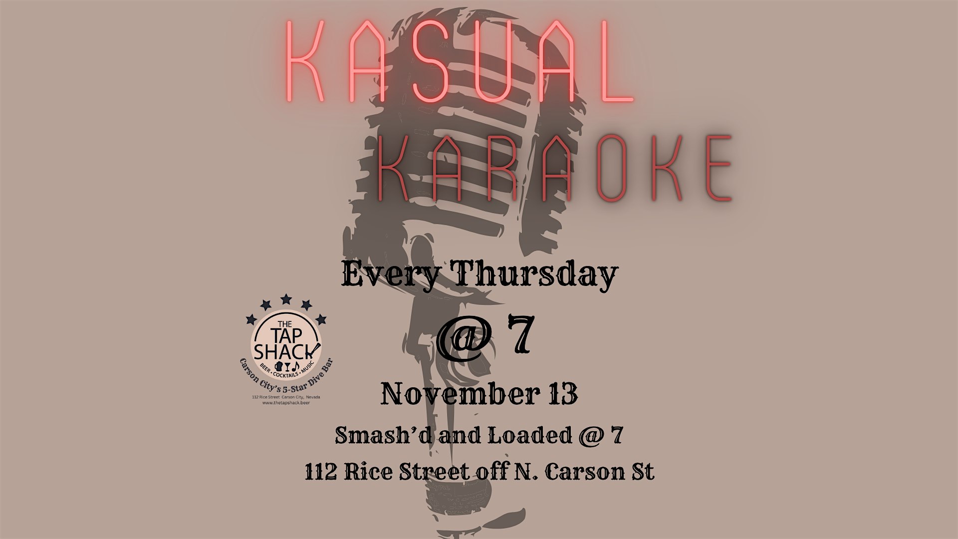 Kasual Karaoke – Every Thursday @ The Tap Shack at The Tap Shack – Carson City, NV