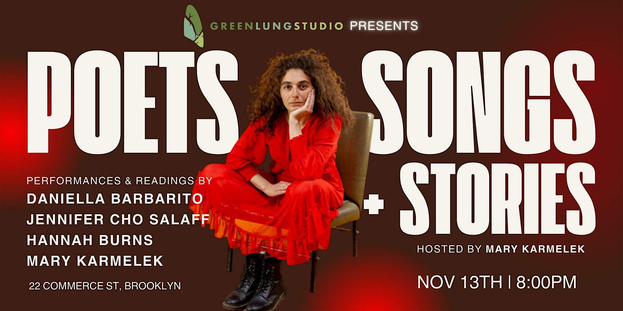 Poets, Songs & Stories at Green Lung Studio – Brooklyn, NY