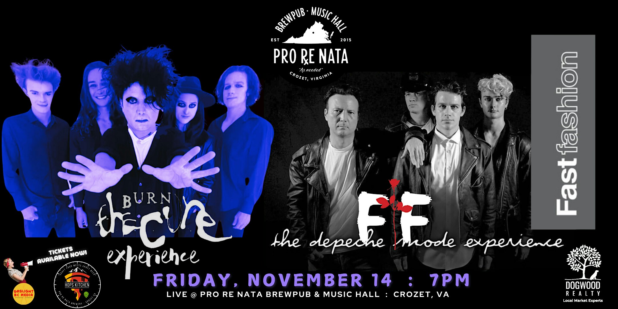 The Cure Experience + Fast Fashion: The Depeche Mode Experience @ PRN at Pro Re Nata – Crozet, VA