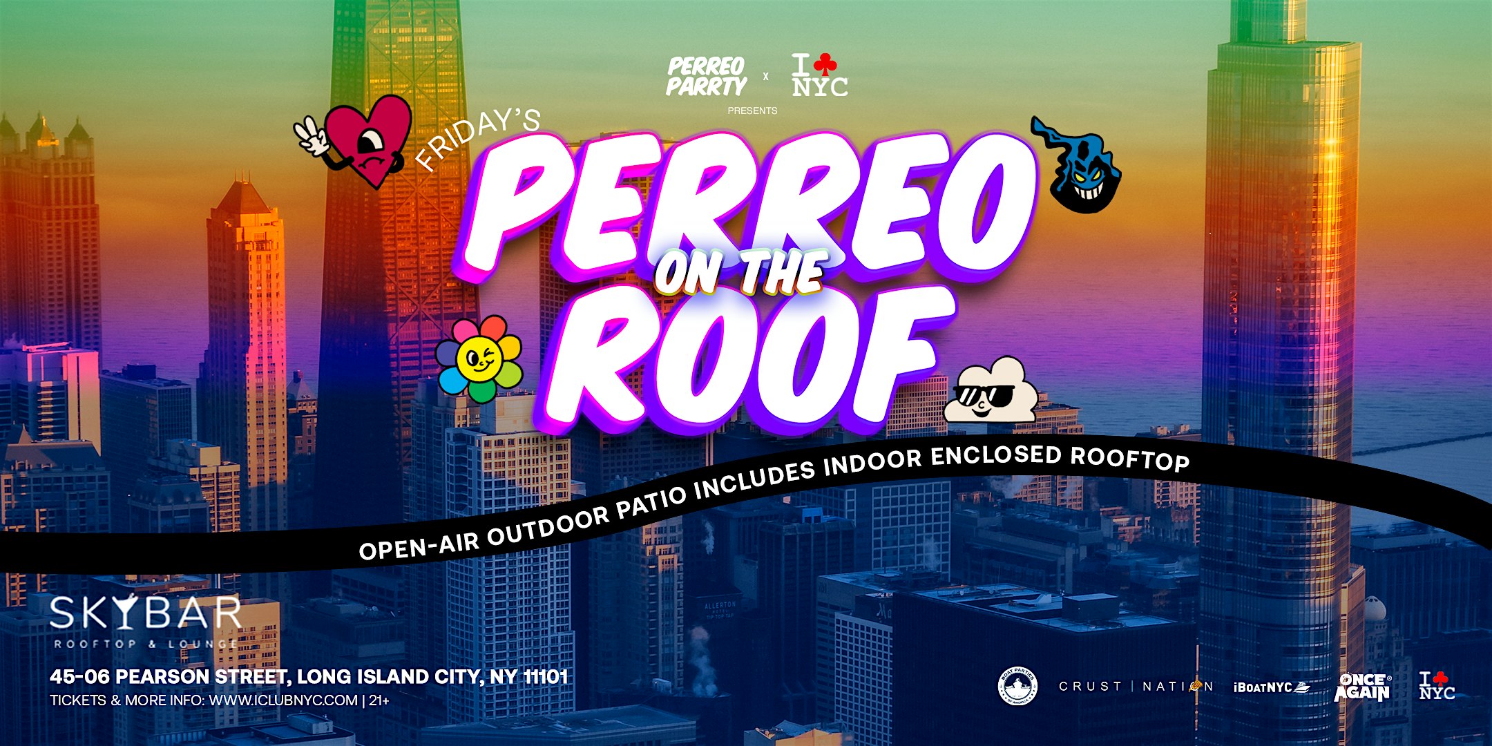 PERREO ON THE. ROOF – SKY BAR rooftop – Latin & Reggaeton Dance Party at Skybar Rooftop and Lounge – Queens, NY
