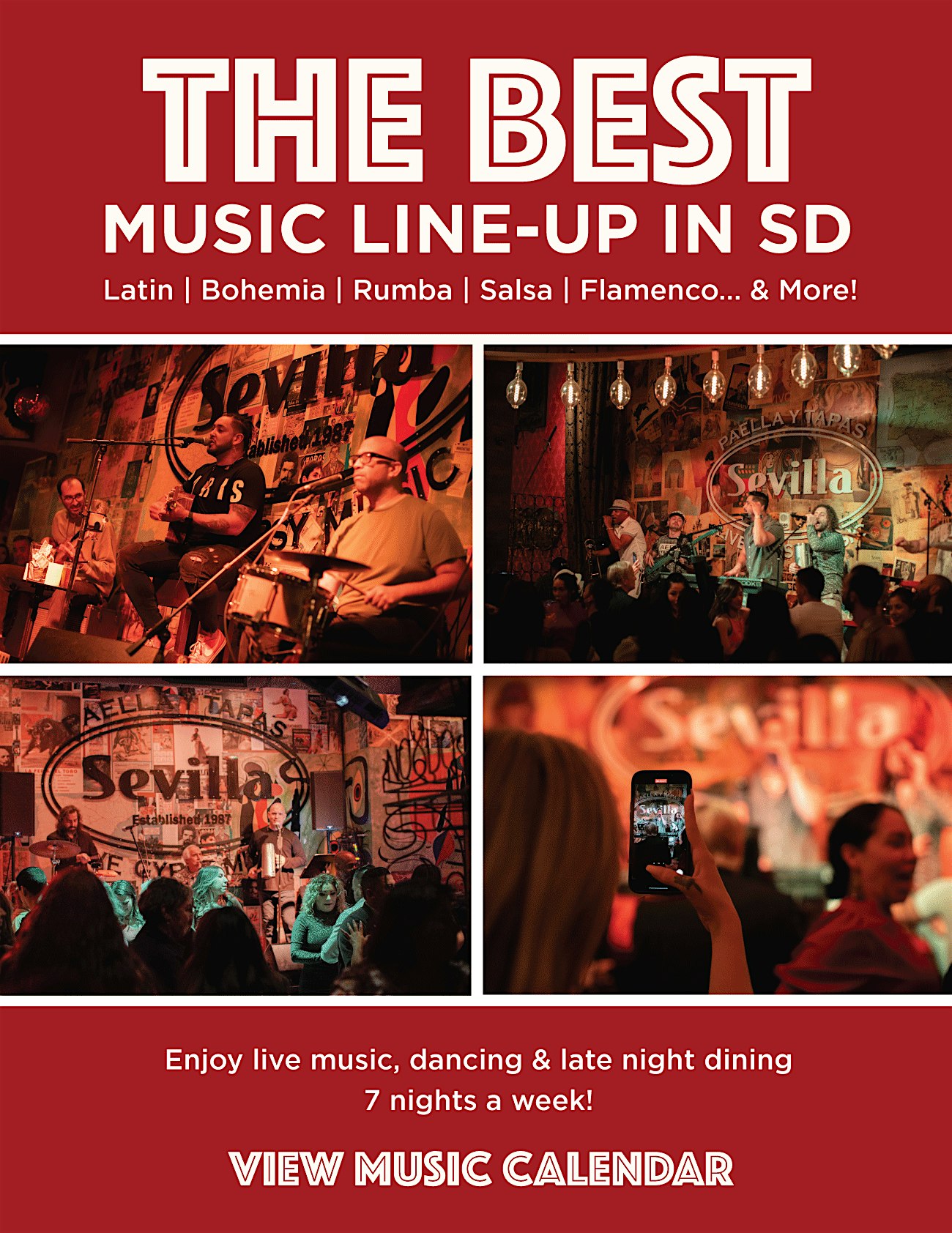 Costa Mesa Live Latin Music– Friday & Saturday Nights at Cafe Sevilla of Costa Mesa – Costa Mesa, CA