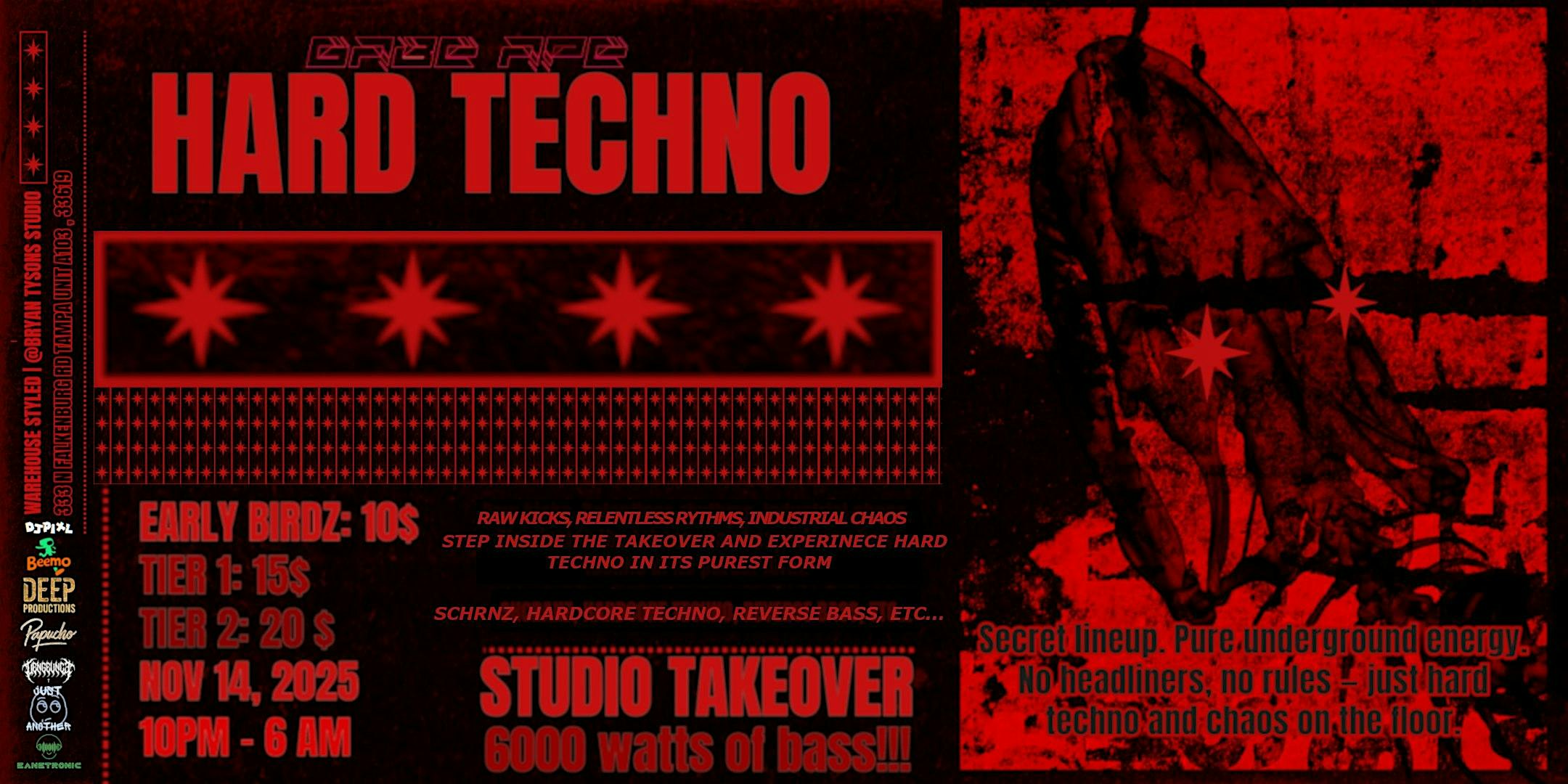 6000 watts of bass! Hard techno (360* EXPERIENCE) at 333 N Falkenburg Rd unit a103 – Tampa, FL