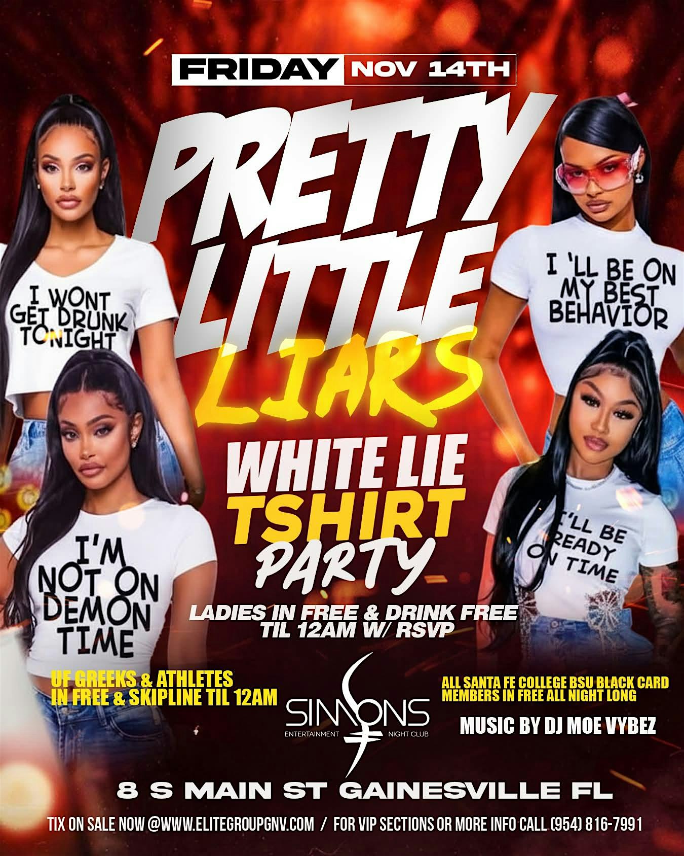 WHITE LIES T SHIRT PARTY at SIMONS NIGHT CLUB – GAINESVILLE, FL