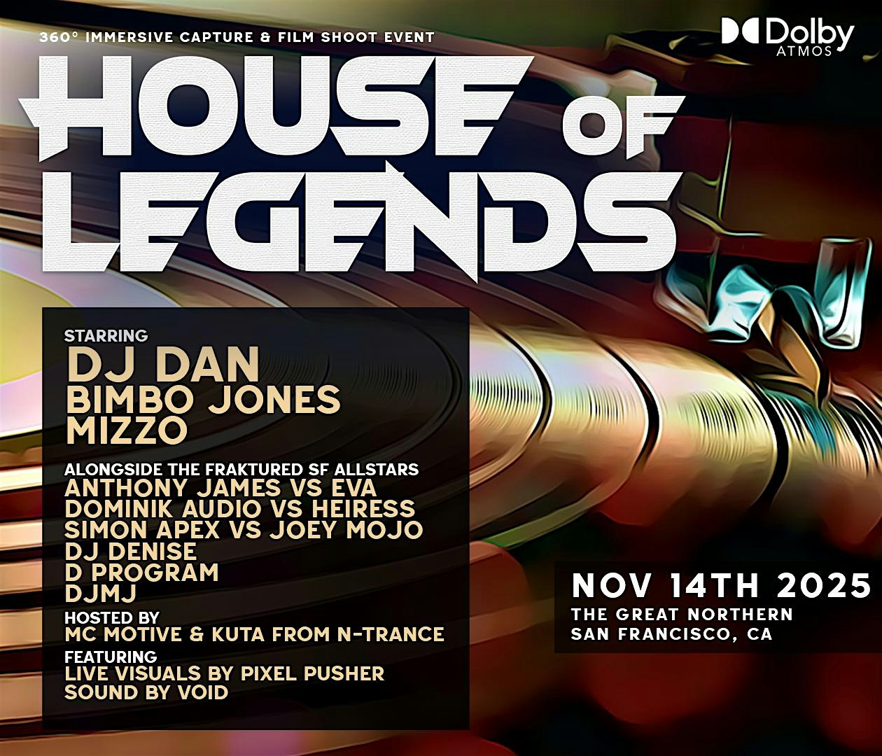 House of Legends – Dolby Atmos 360 Immersive Capture & Film Shoot Event at The Great Northern – San Francisco, CA