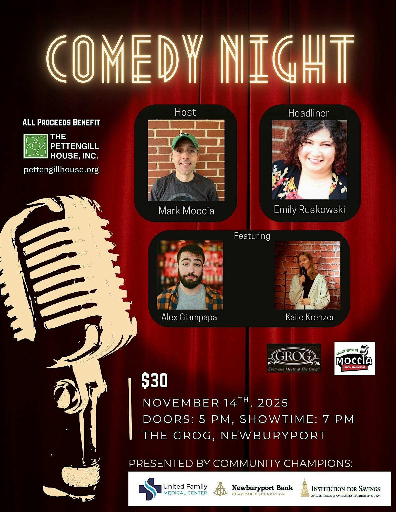21+ Charity Comedy Night @ The Grog to benefit the Pettengill House! at The Grog Restaurant, Middle Street, Newburyport, MA, USA – Newburyport, MA