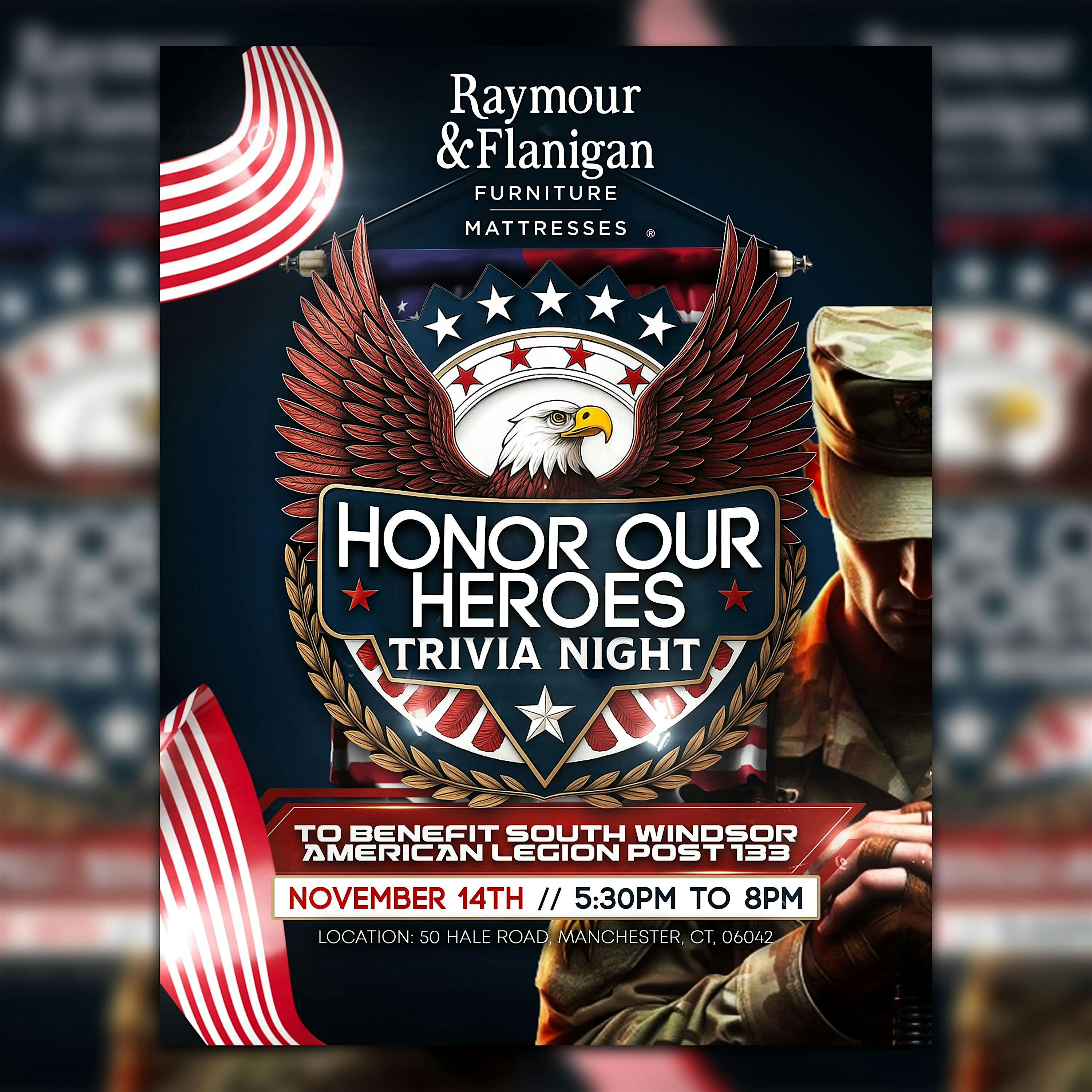 Trivia Night to Honor Our Heroes at 50 Hale Rd – Manchester, CT