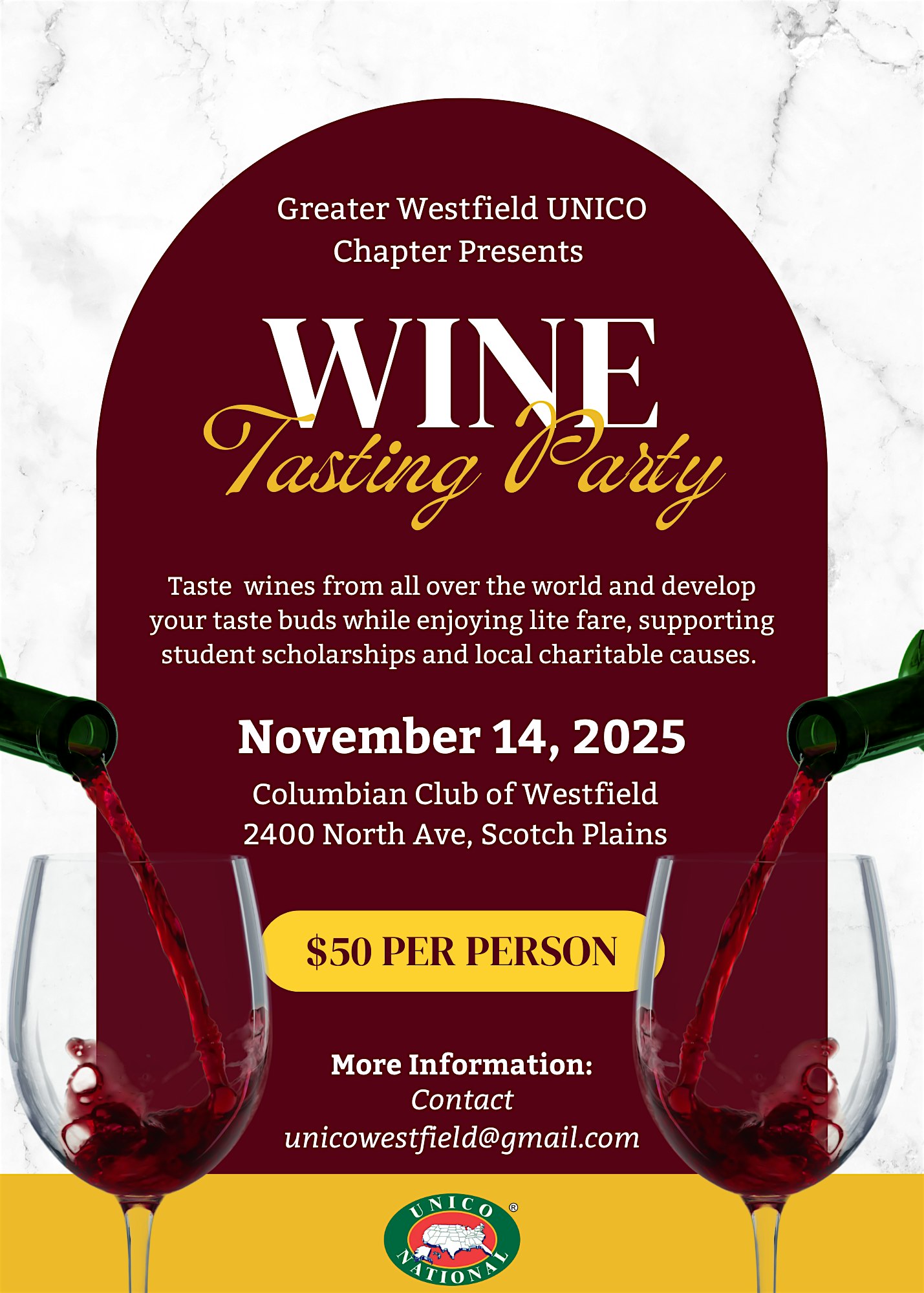 UNICO Wine Tasting Fundraiser at 2400 North Ave – Scotch Plains, NJ