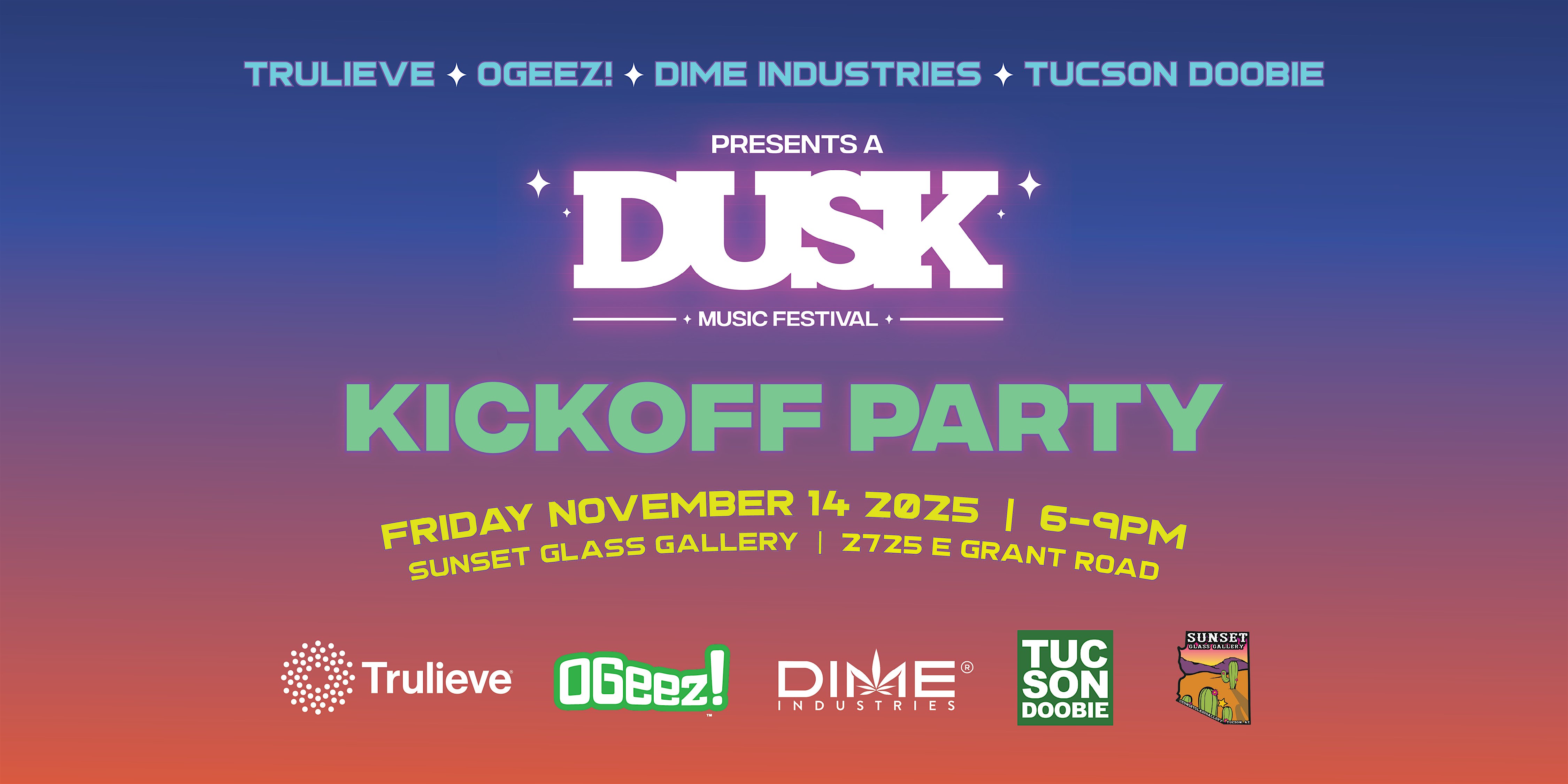 DUSK Music Festival 2025 Kickoff Party at Sunset Smoke Shop & Glass Gallery – Tucson, AZ