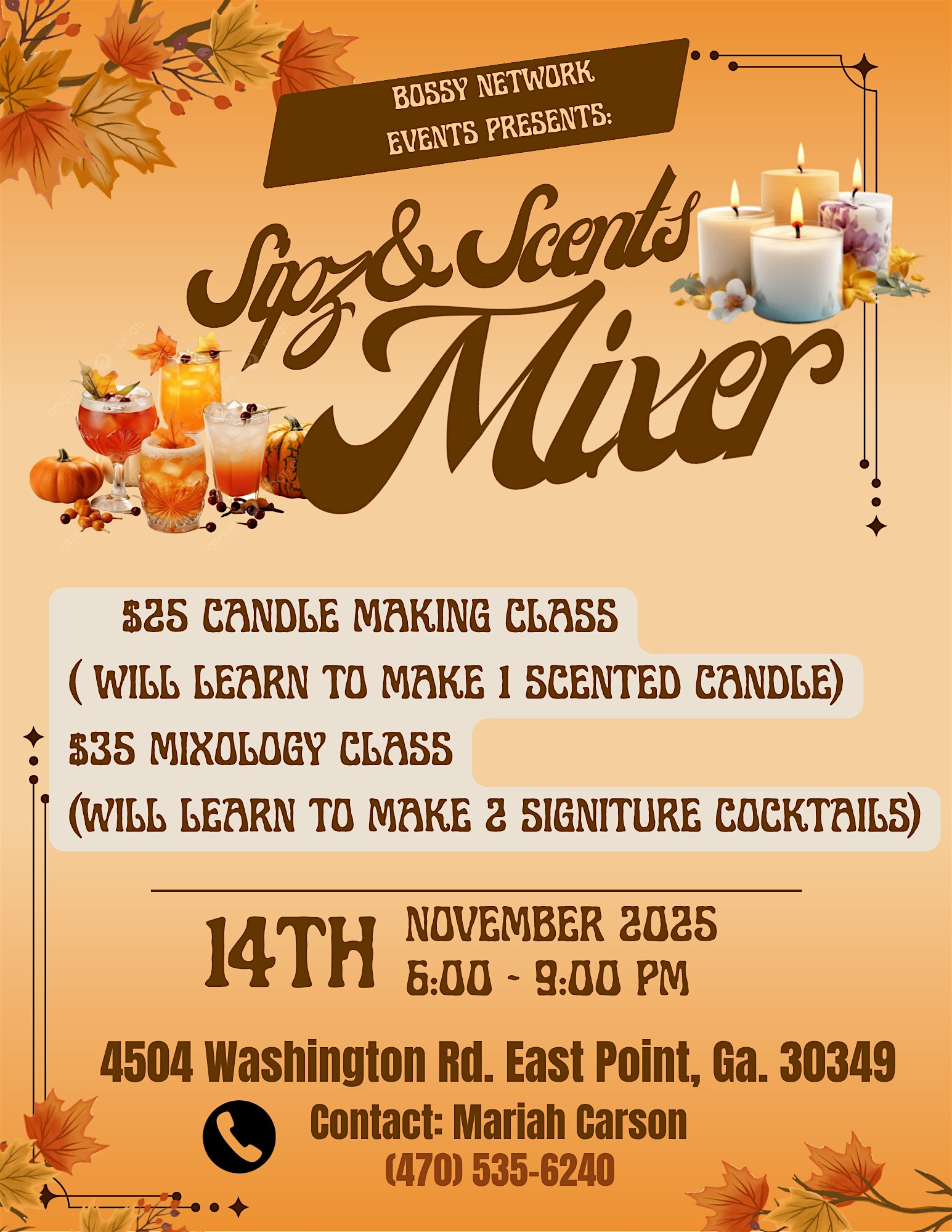 Sipz & Scents Mixer at Washington Road – East Point, GA