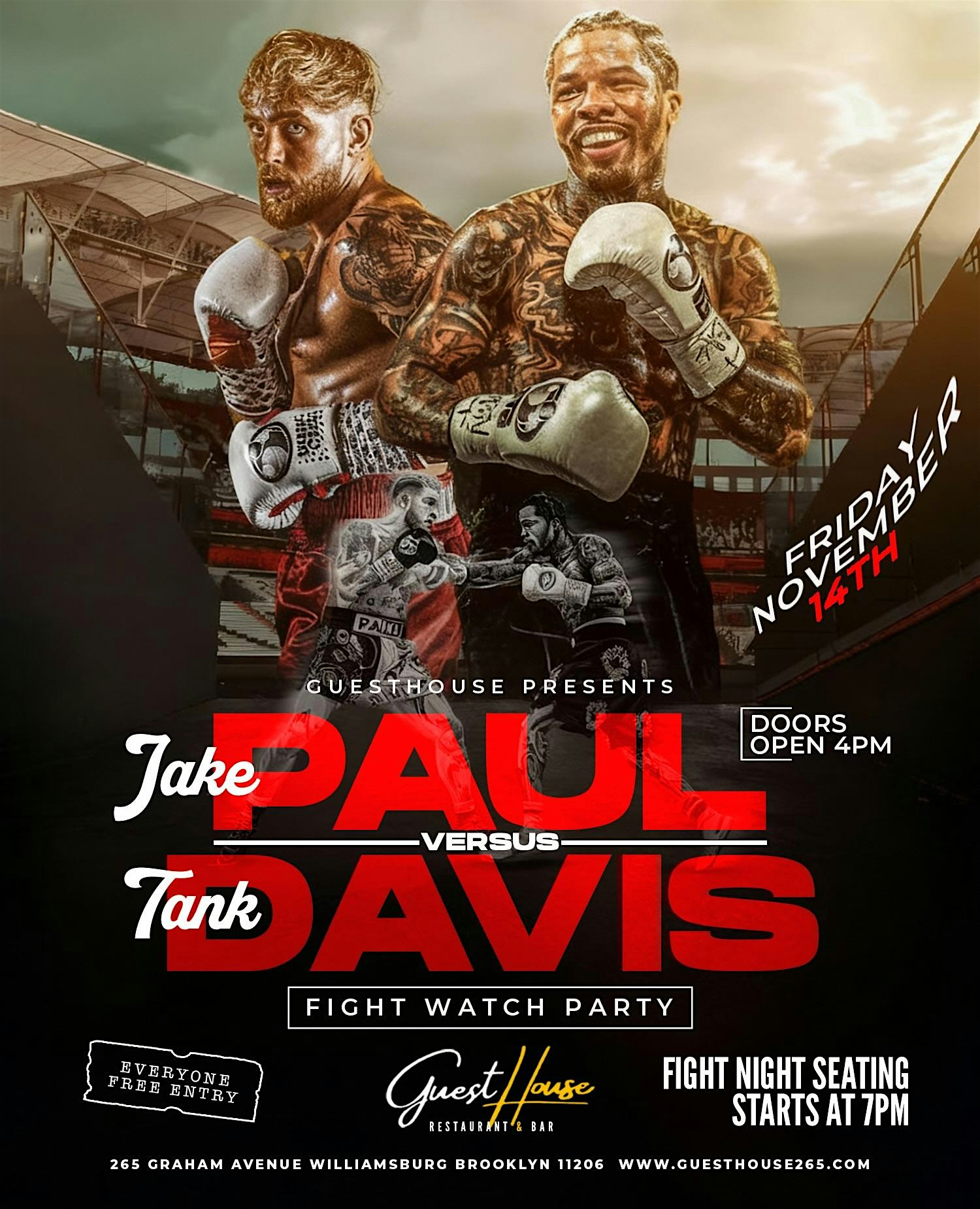Jake Paul Vs Tank Davis Fight Night at GuestHouse Restaurant & Bar – Brooklyn, NY
