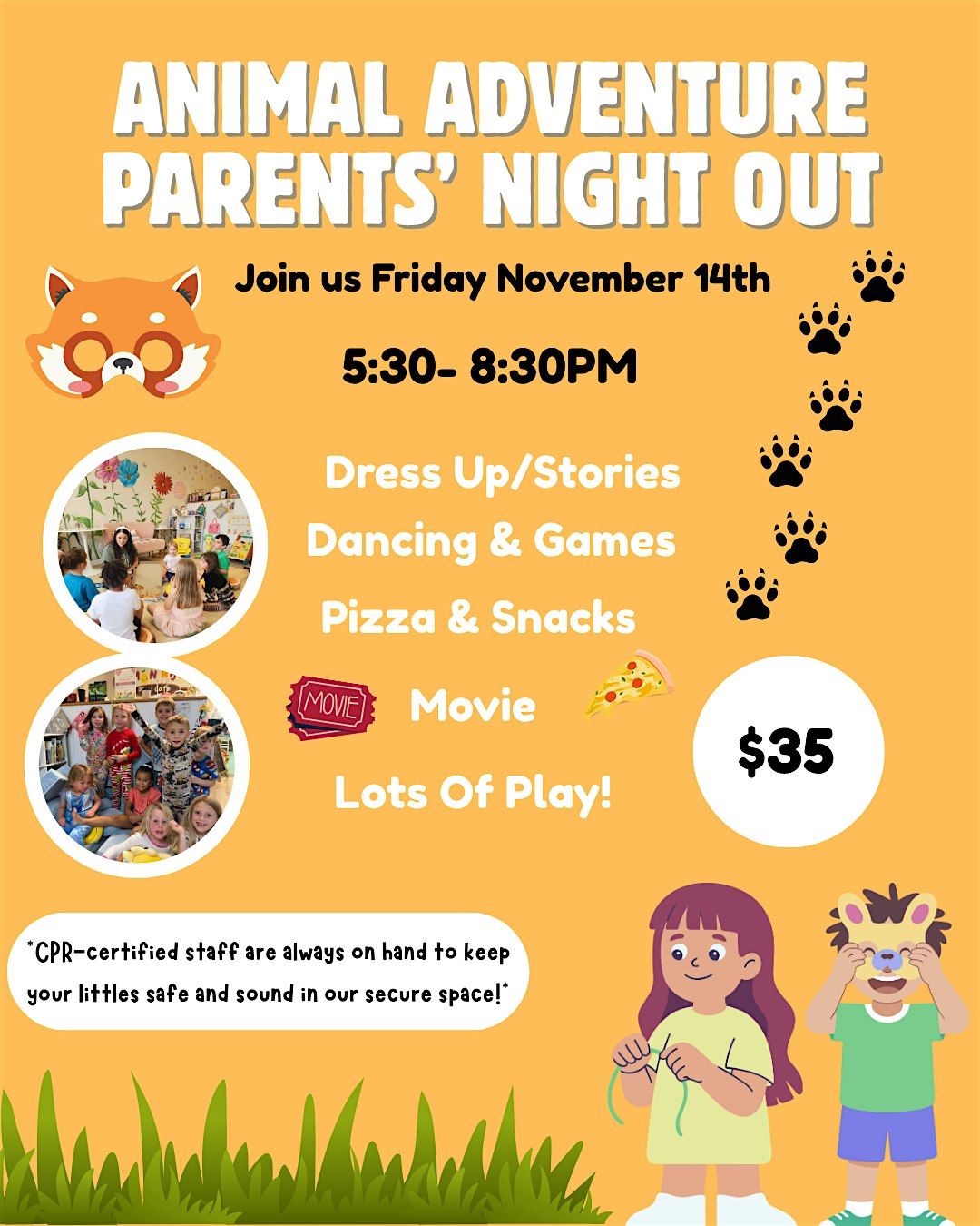 Animal Adventure Night — Parents’ Night Out 11/14 at Lemon Rose Play Cafe – Ocean Isle Beach, NC