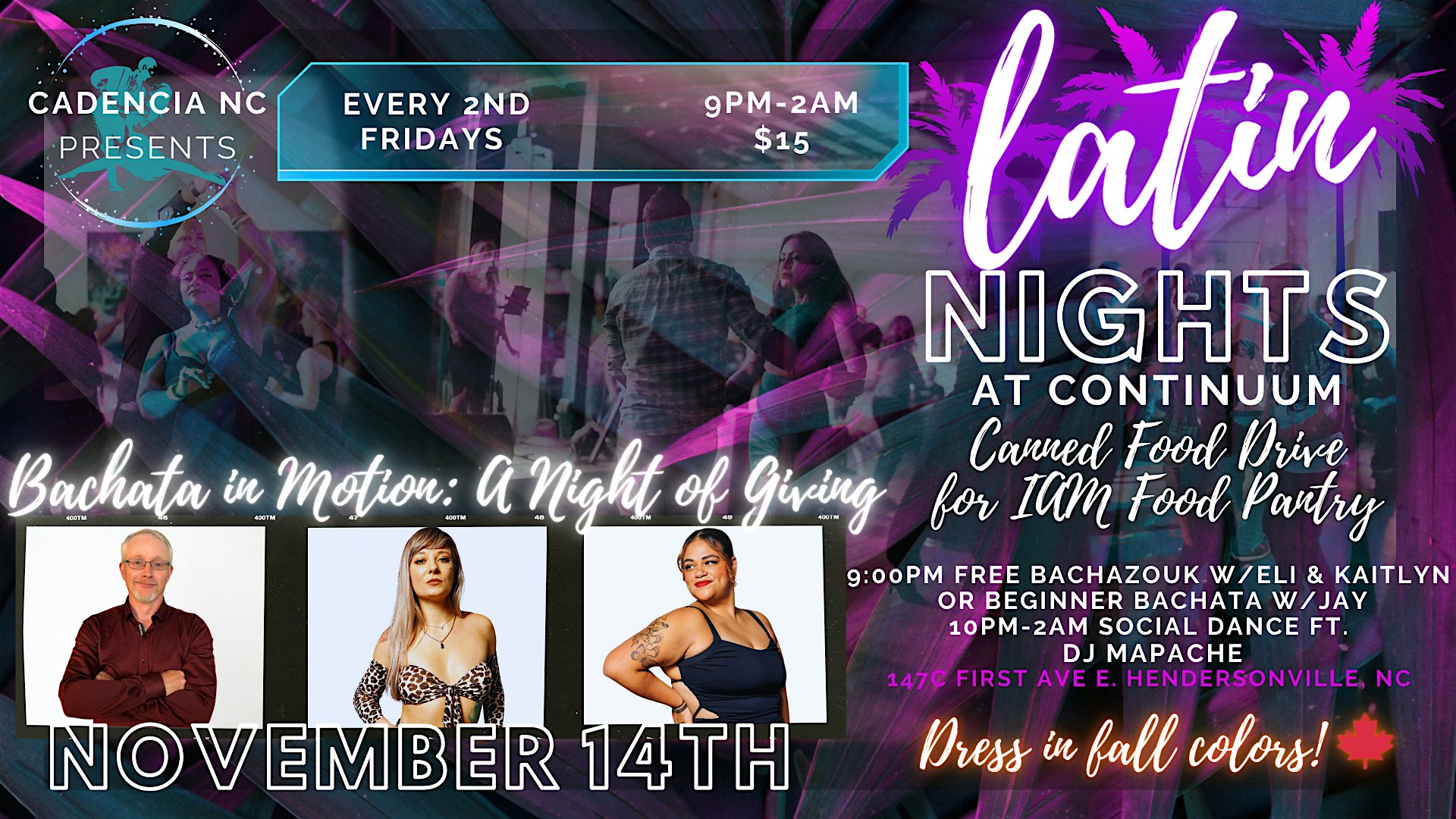 LATIN NIGHTS at Continuum-BACHATA IN MOTION: A NIGHT OF GIVING at CONTINUUM ART – Hendersonville, NC