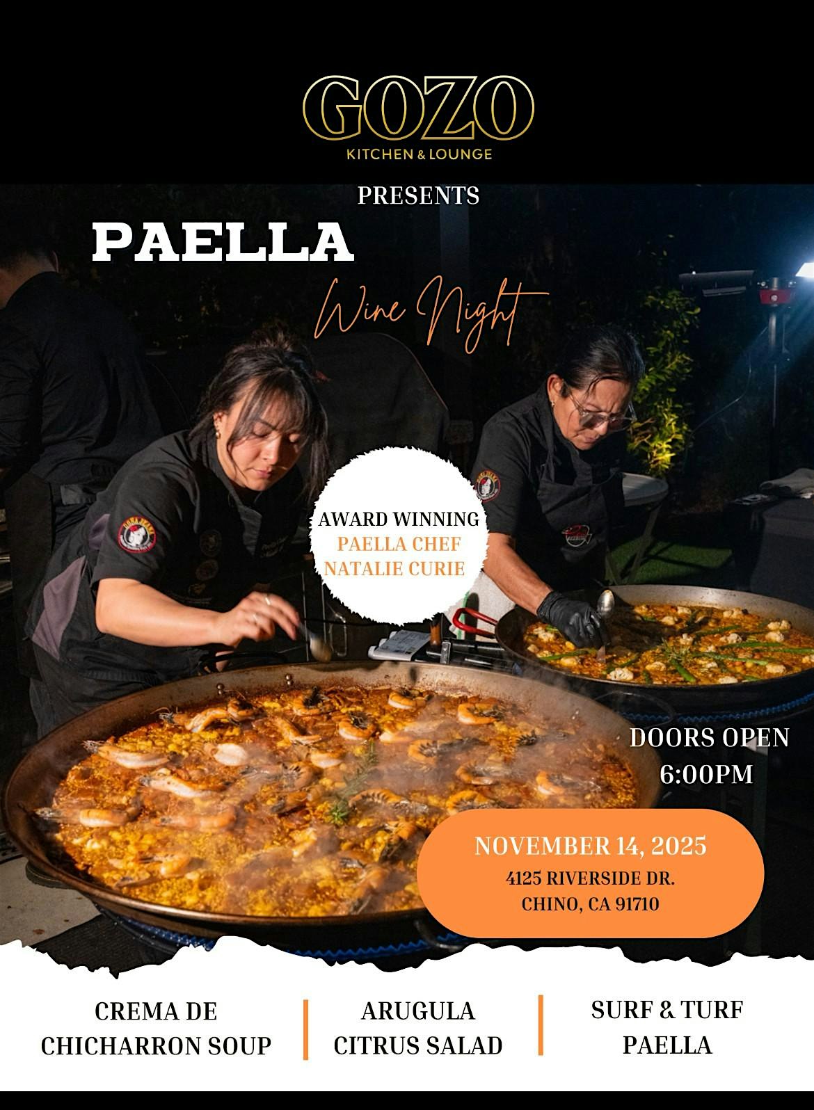Gozo Presents Paella wine night at Gozo Kitchen & Lounge – Chino, CA