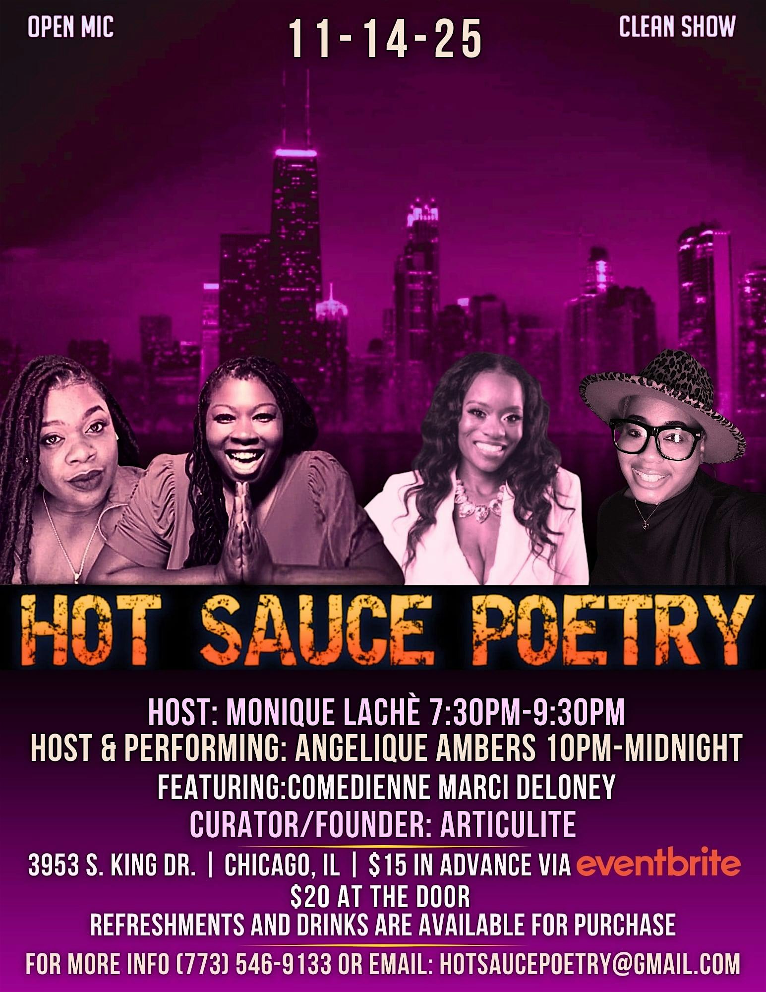 HOT SAUCE POETRY & COMEDY (2 Shows) at 3953 S King Dr – Chicago, IL