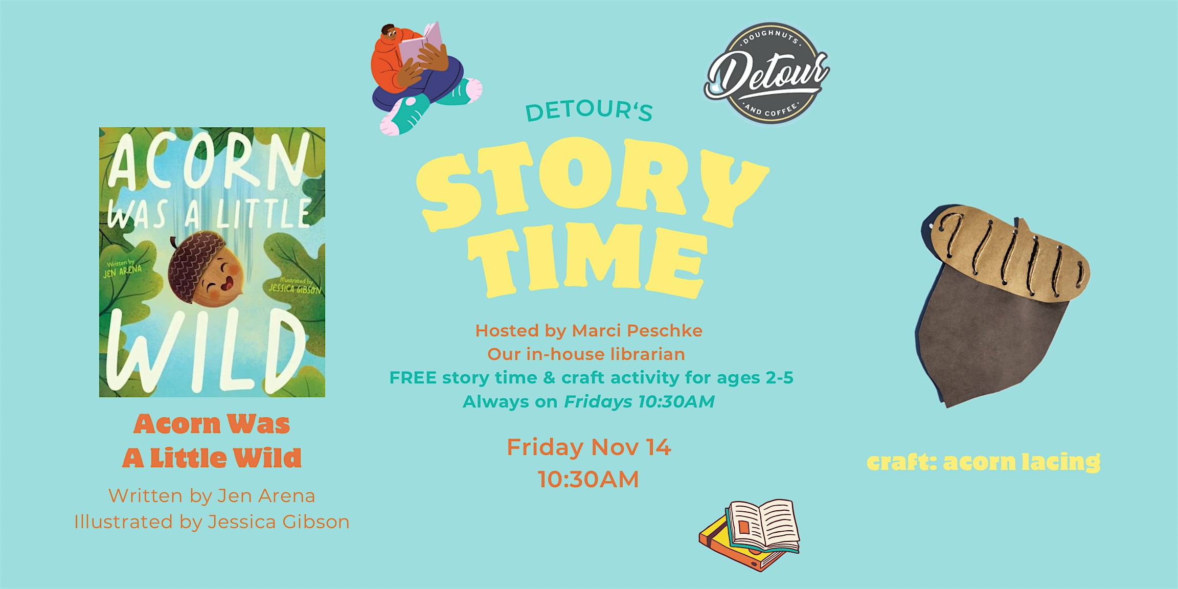Detour Doughnuts Story Time- Acorn Was A Little Wild at Detour Doughnuts – Frisco, TX