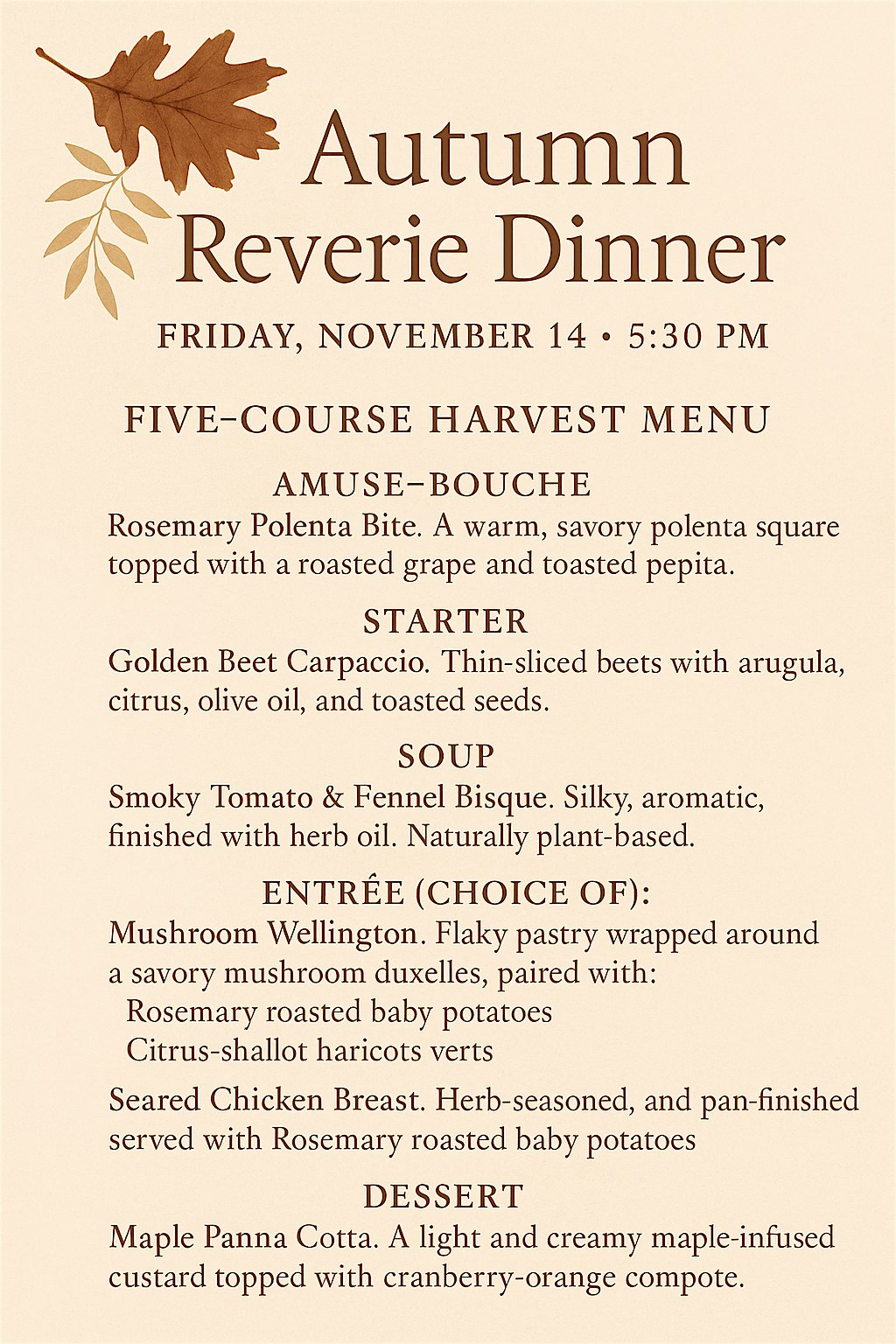 Autumn Reverie Dinner at 18314 OK-49 – Medicine Park, OK