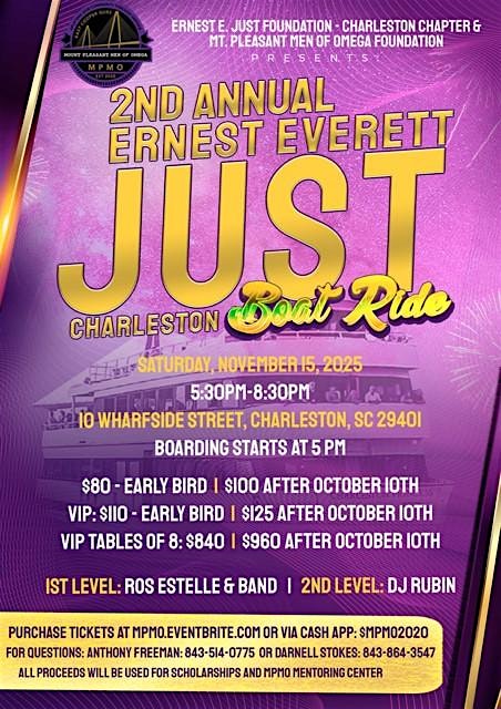 Ernest E. Just Charleston BoatRide 2025 – Nov 15th, 2025 at 10 Wharfside St – Charleston, SC