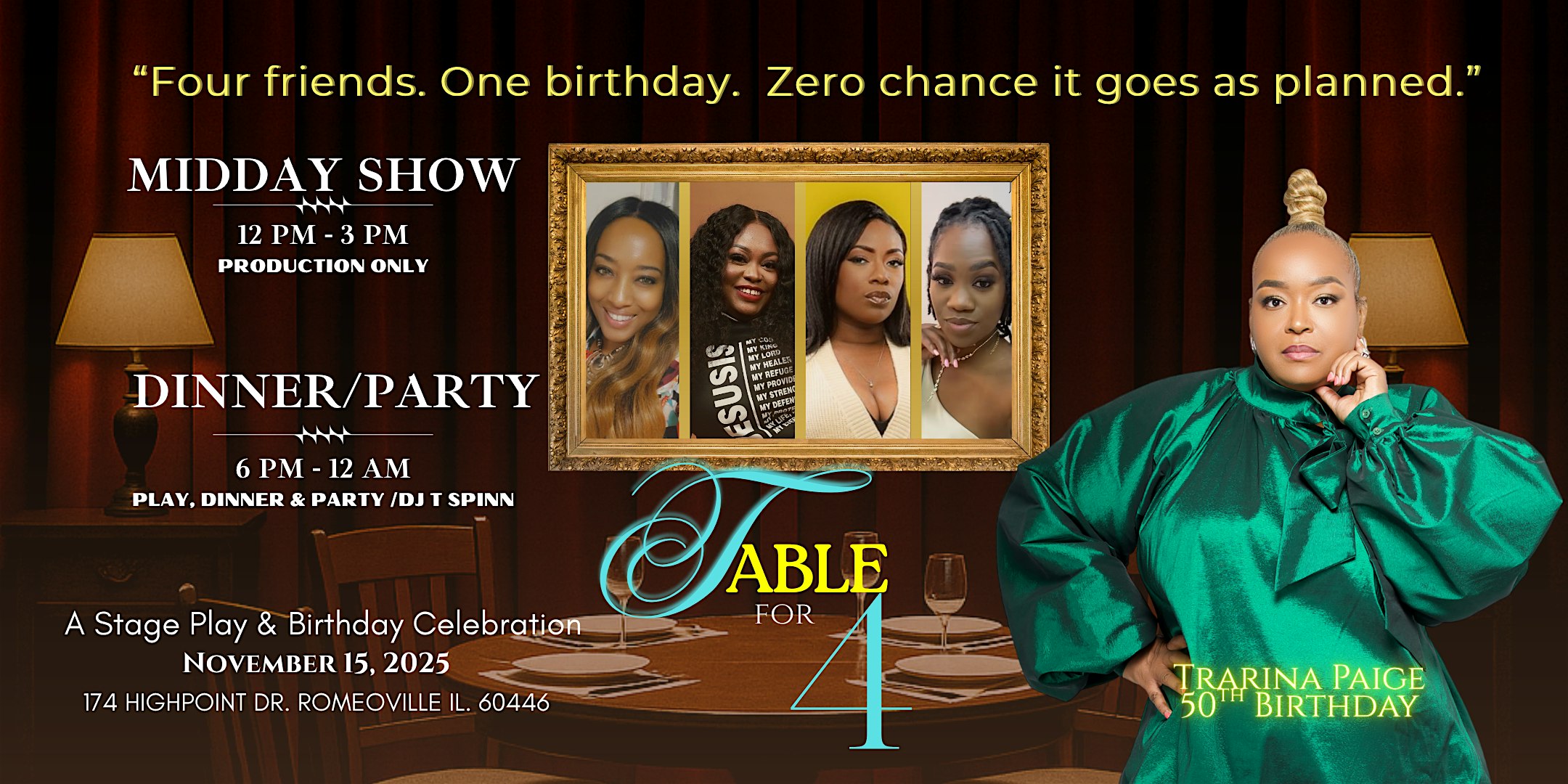 Table for Four – Stage Play at 174 Highpoint Dr – Romeoville, IL