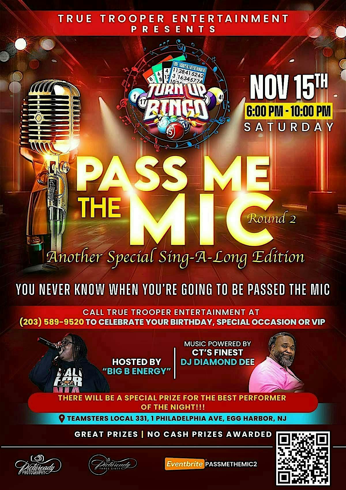 Turn Up Bingo After Dark’s “Pass Me The Mic Round 2” at Teamsters Local 331 – Egg Harbor City, NJ
