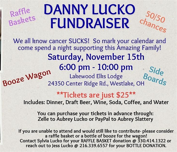 Daniel Lucko Fundraiser at Lakewood Lodge #1350 – Westlake, OH