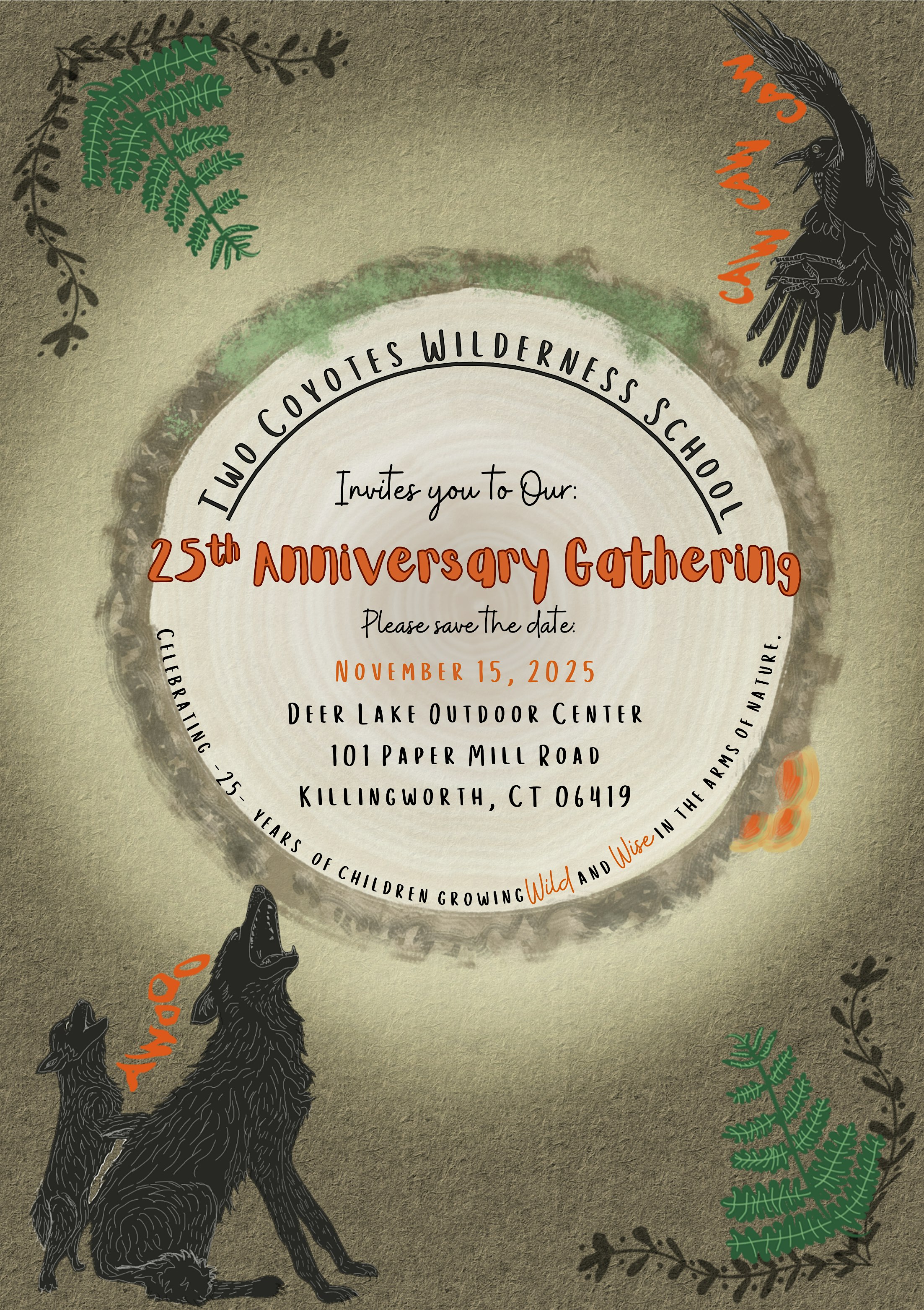 Two Coyotes 25th Anniversary Gathering & Fundraiser at 101 Paper Mill Rd – Killingworth, CT