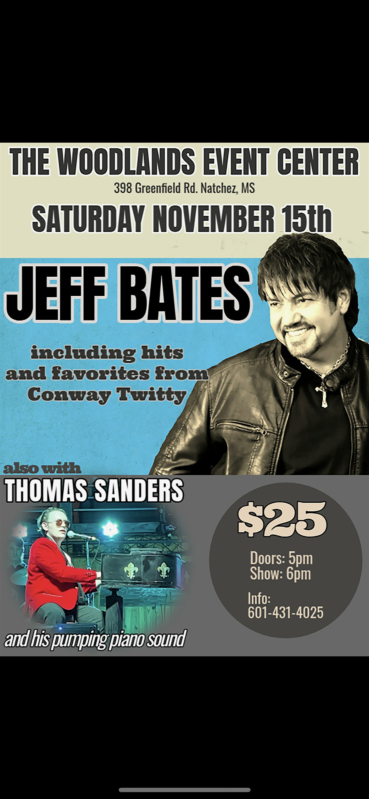 Jeff Bates Concert at The Woodlands Natchez MS at The Woodland’s Event Venue & Wedding Barn – Natchez, MS