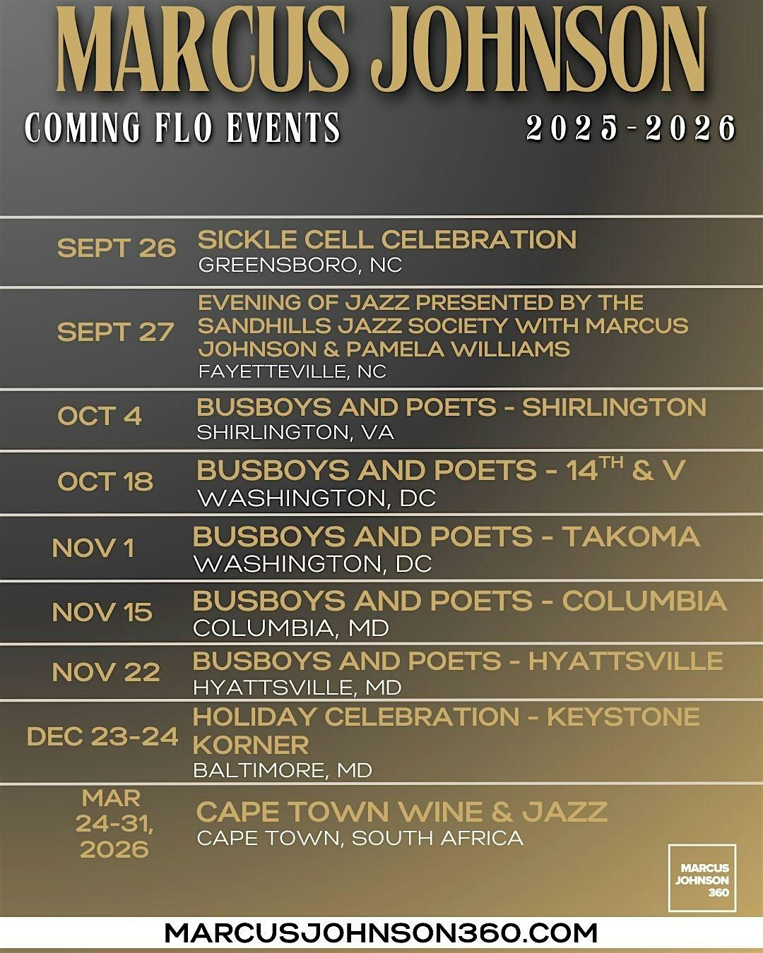 FLO in Columbia: Marcus Johnson Live — Midday Grooves & Evening FLO at Busboys and Poets – Columbia – Columbia, MD