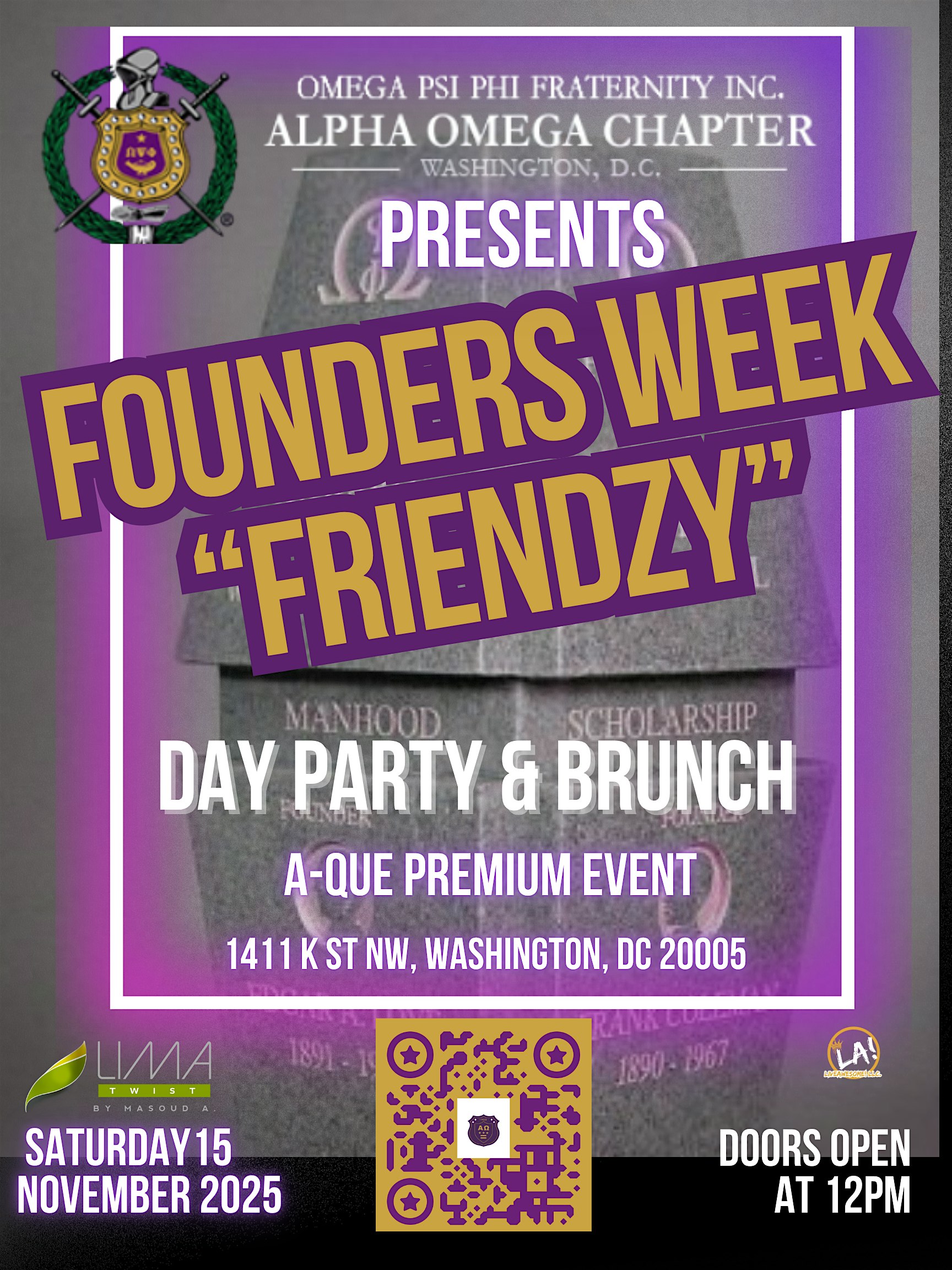THE ALPHA OMEGA CHAPTER, FOUNDERS WEEK “FRIENDZY” DAY PARTY & BRUNCH at Lima Twist – Washington, DC
