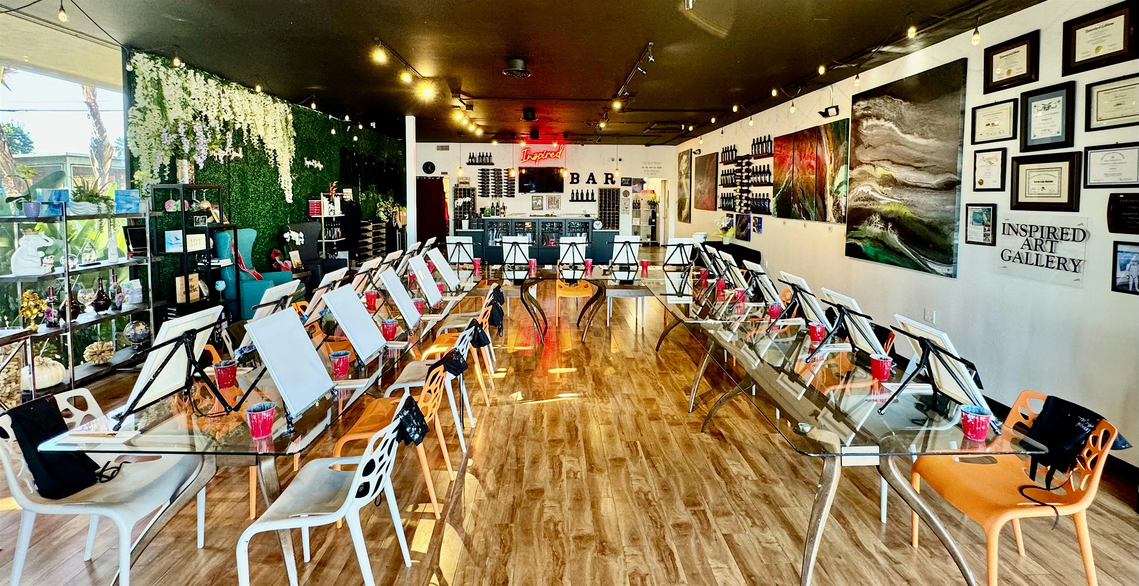 PAINT WINE EXPERIENCE: ICELANDIC WATERFALL at Inspired Art Wine – Costa Mesa, CA