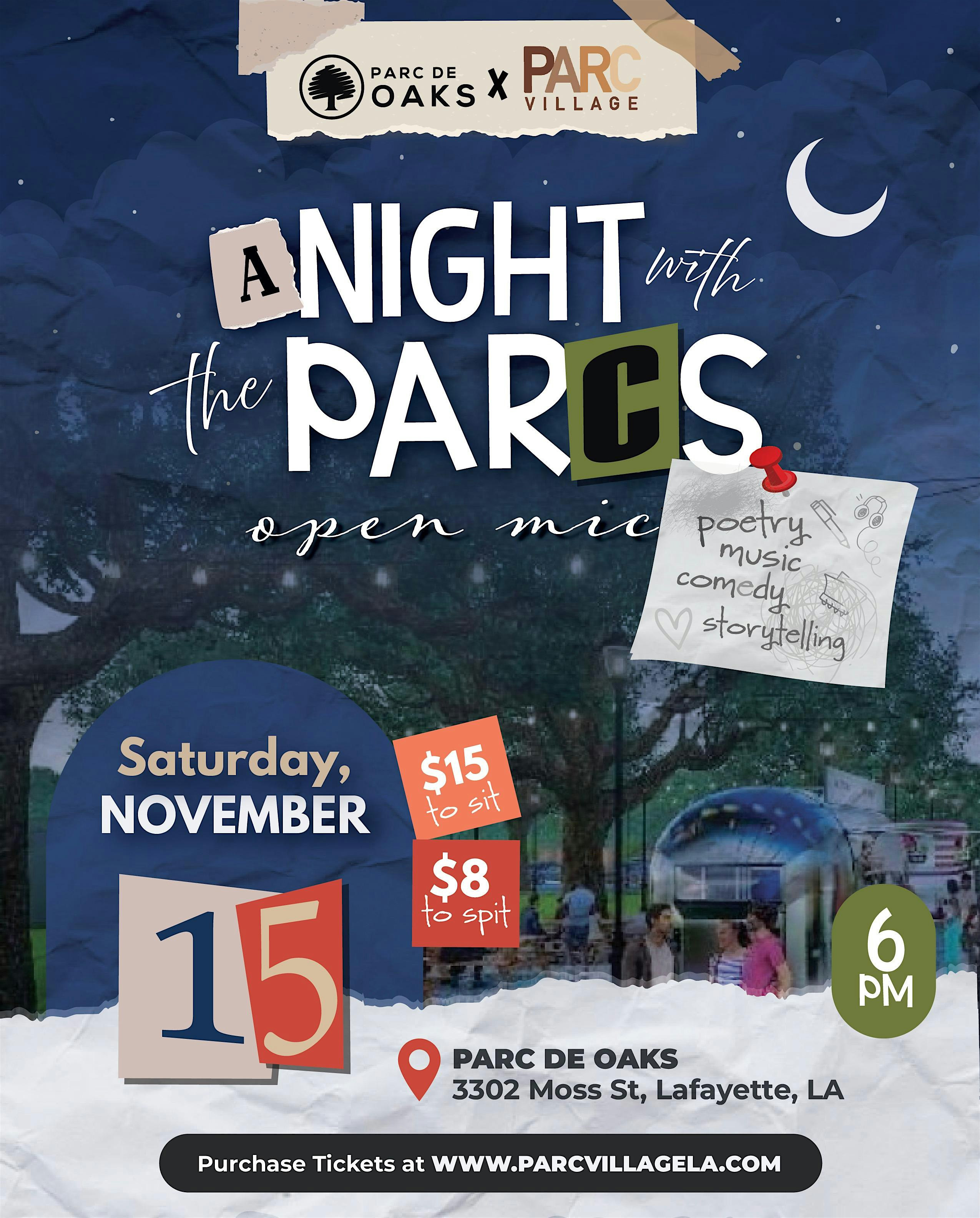 Night with the Parcs at Parc De Oaks Food Truck Park – Lafayette, LA