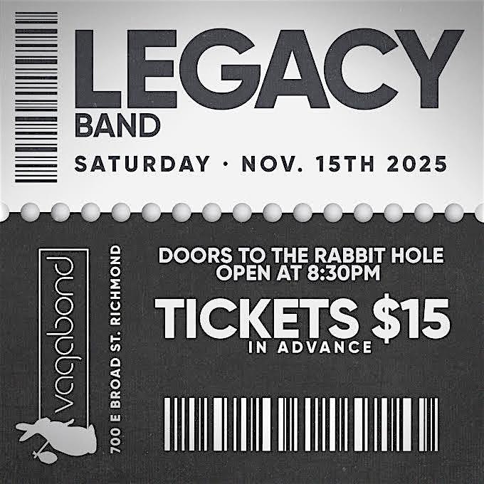 Legacy Band “Friendsgiving” Show at Vagabond 11/15/25! at Vagabond – Richmond, VA